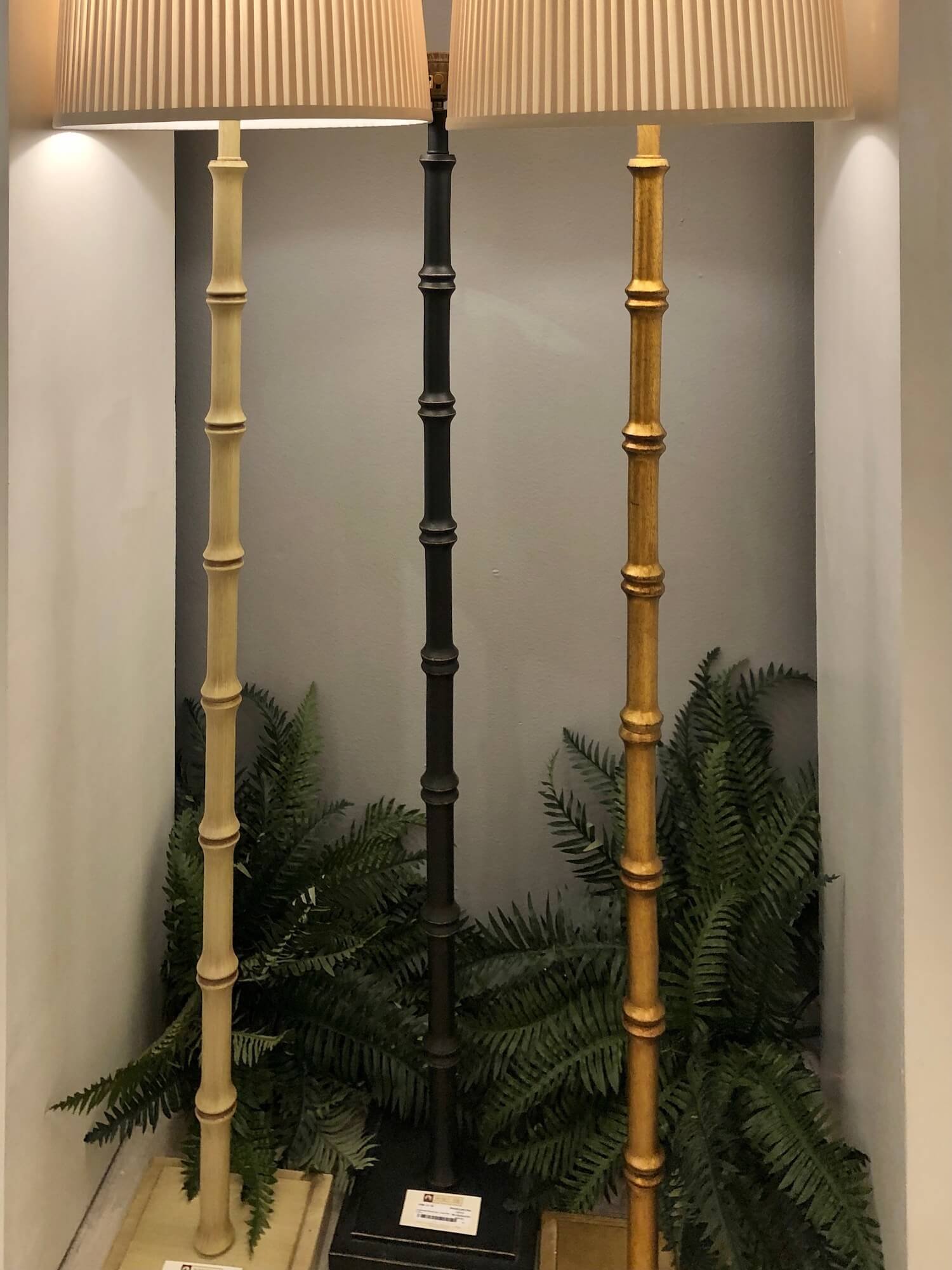 faux bamboo floor lamps at Port 68