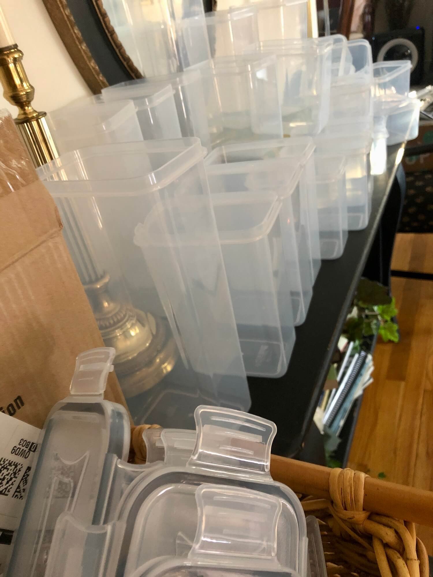 food storage containers and lids unpacked