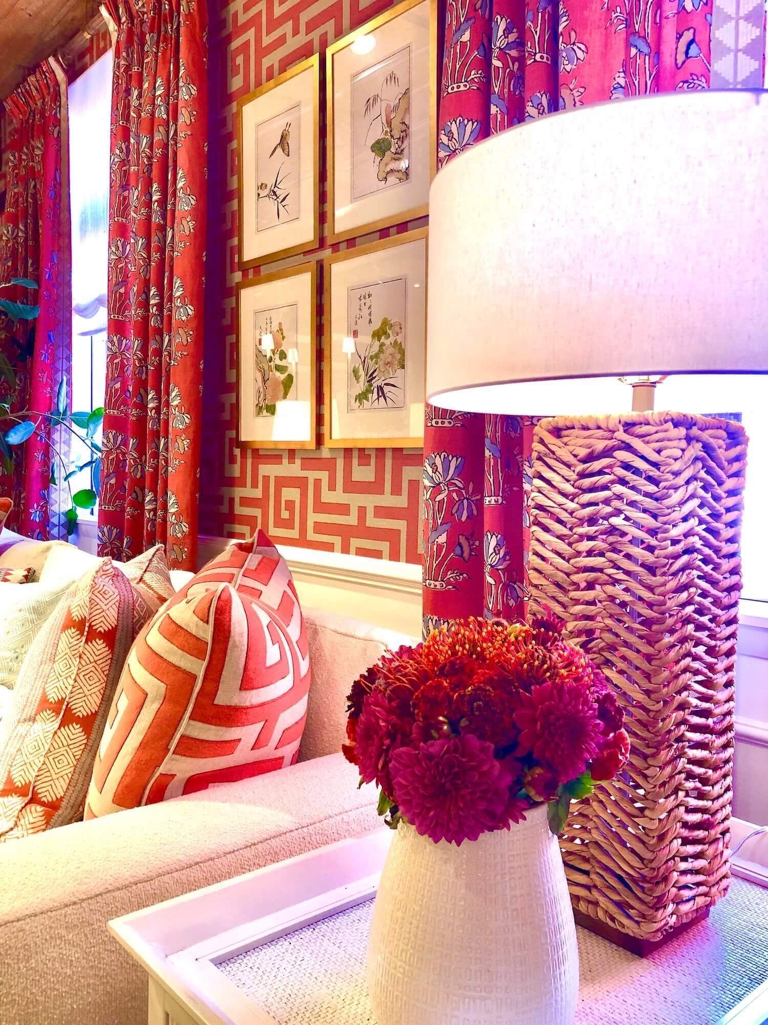 Vivid coral vignette at Thibaut #HPMKT fall 2021