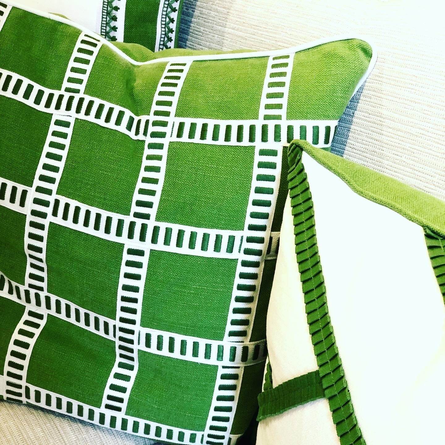 trims on pillows create a pattern