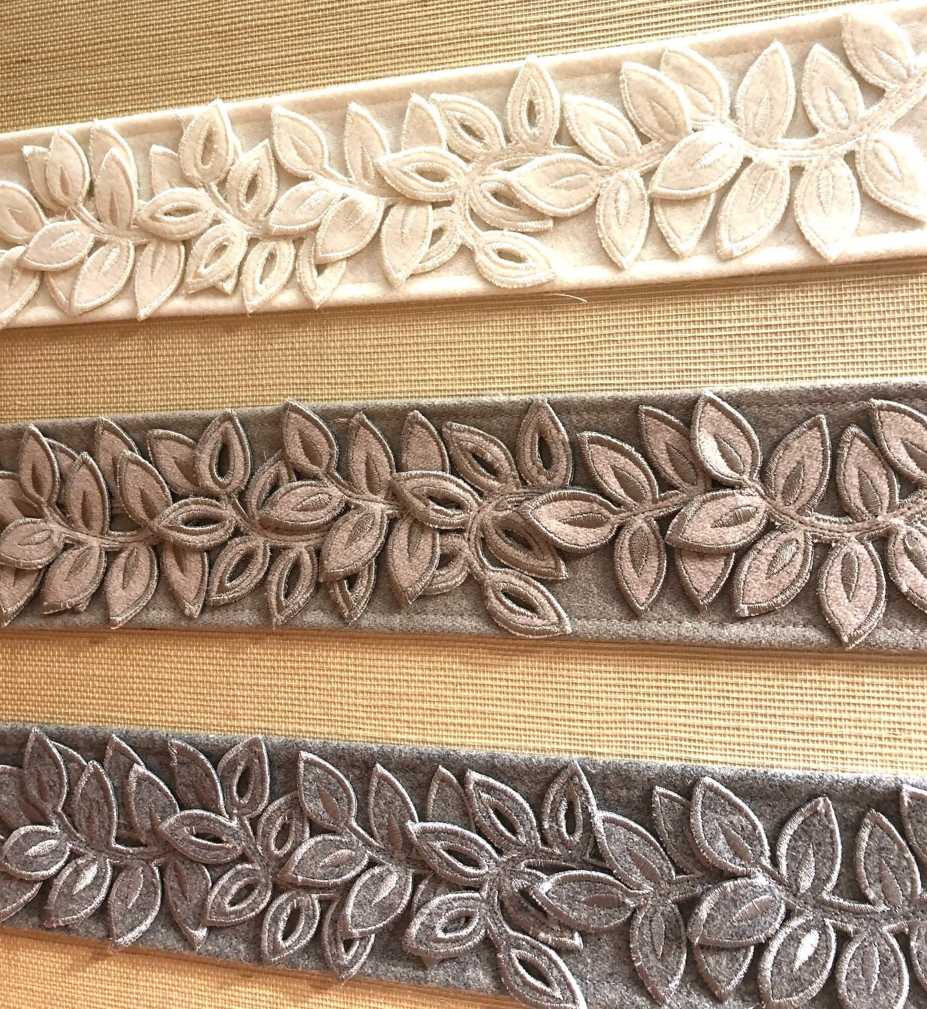 tape trim with 3D vine and leaf pattern