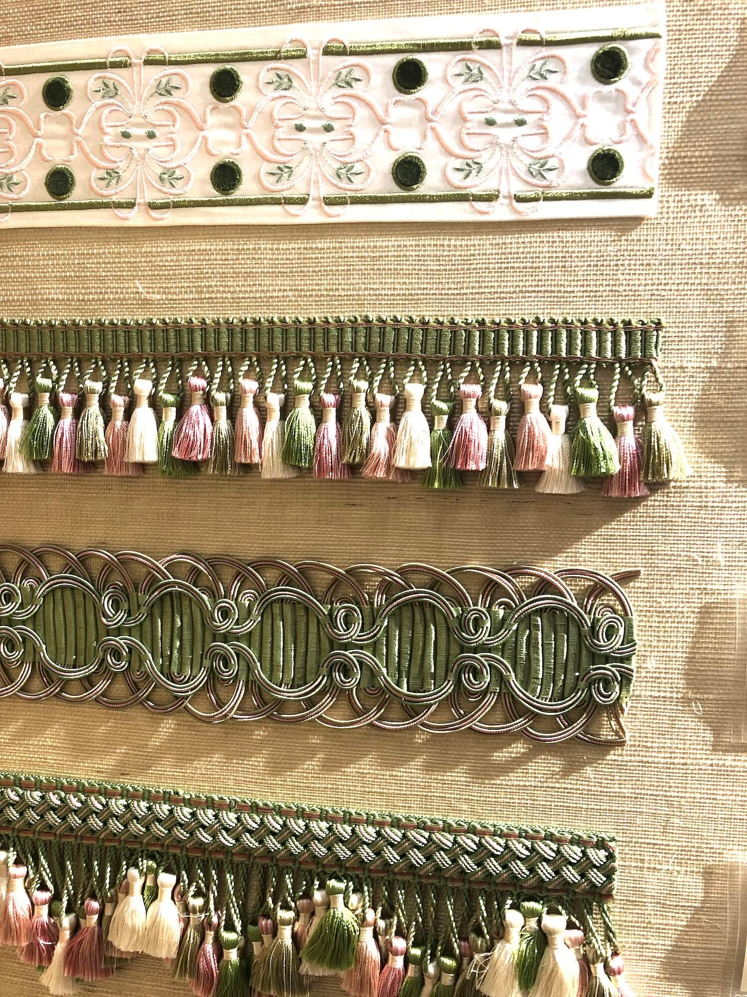 exquisite pink and green trims