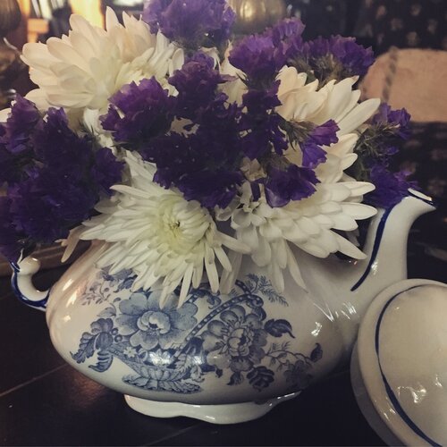 teapot of flowers