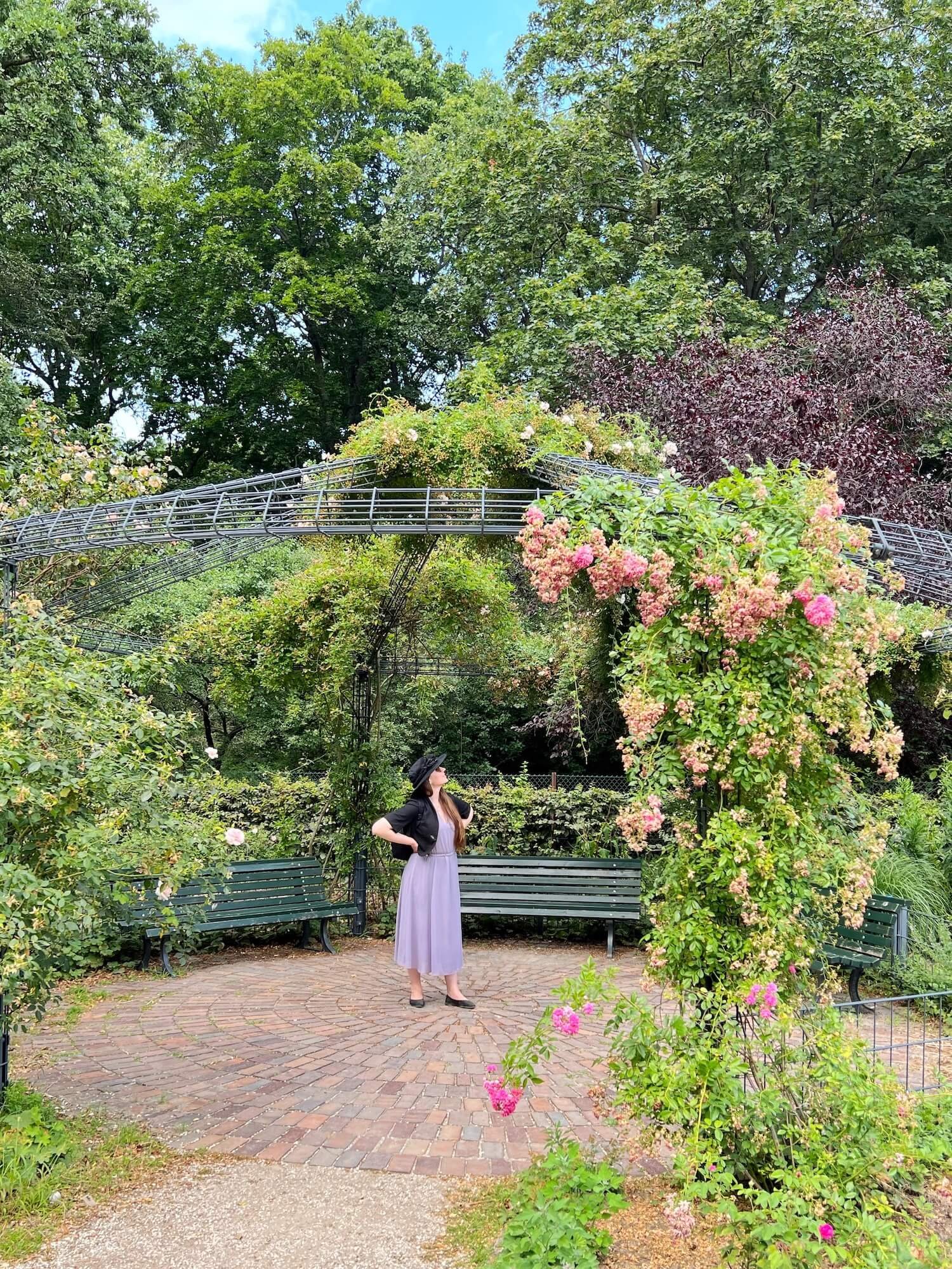 jenna in the rose arbor at the tiergarten.JPG