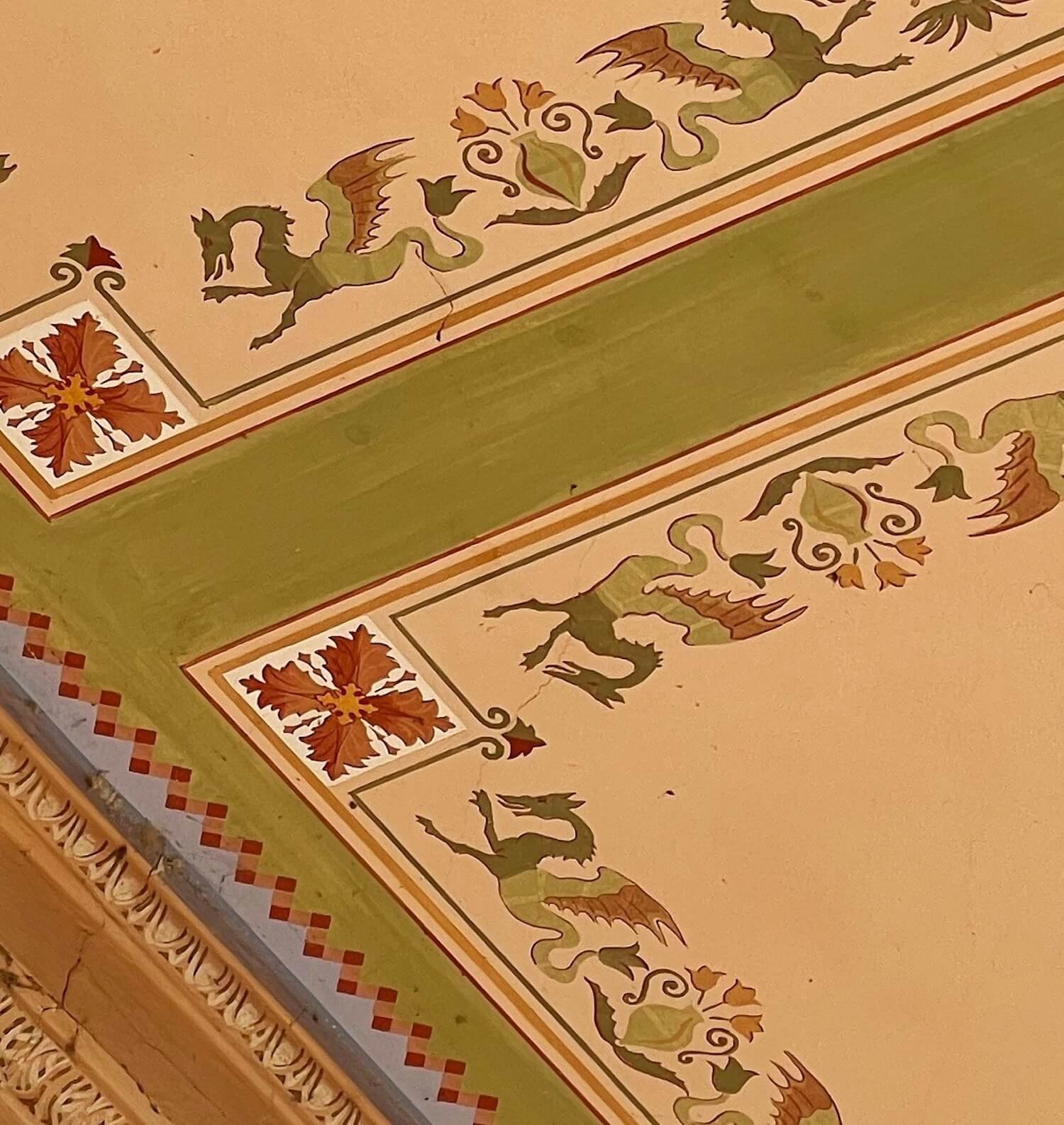 marble house colonade ceiling painted decoration.JPG