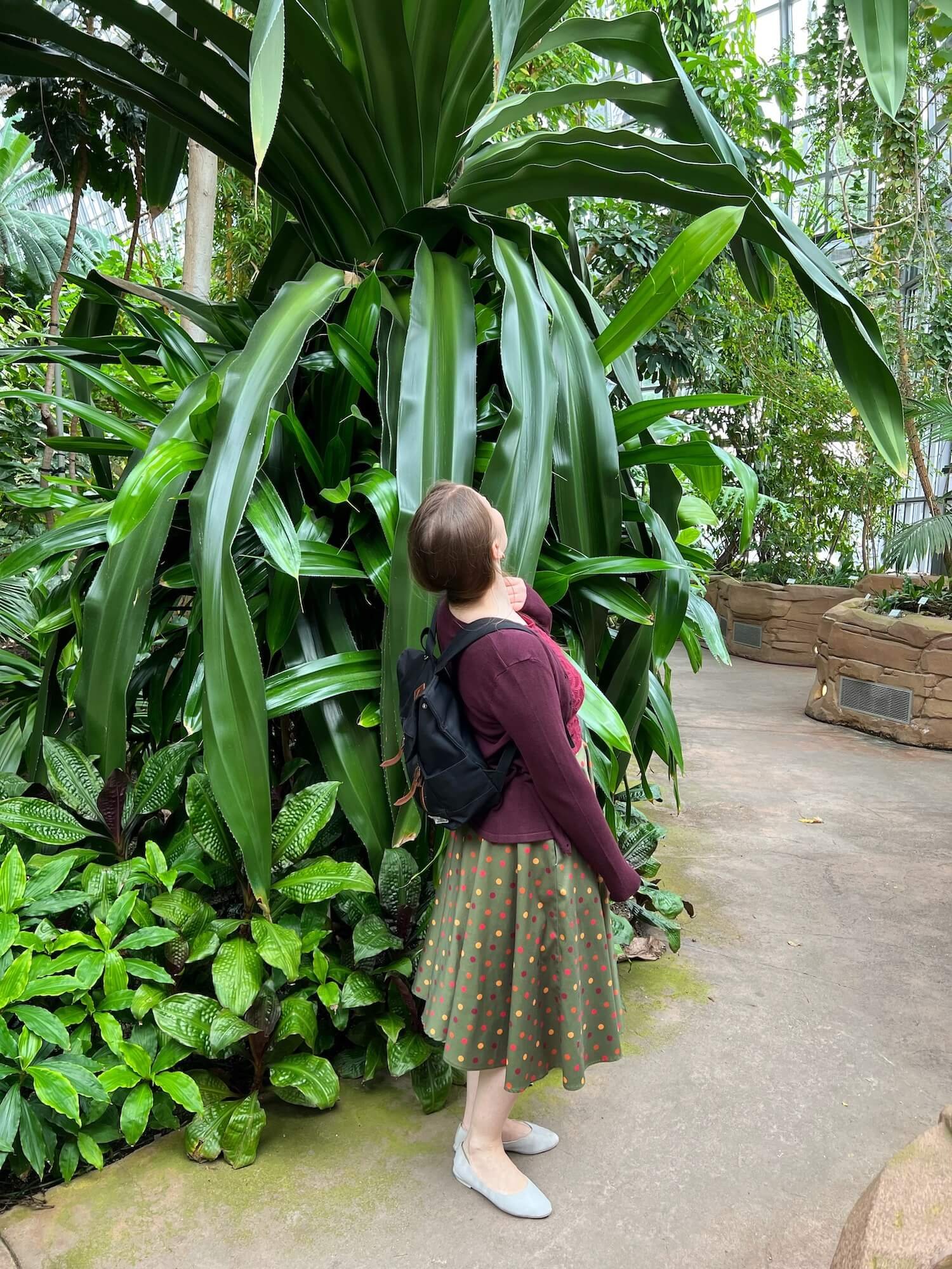 Jenna in the tropical greenhouse.JPG
