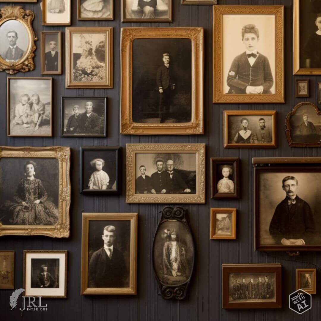 AI image gallery wall of vintage photos