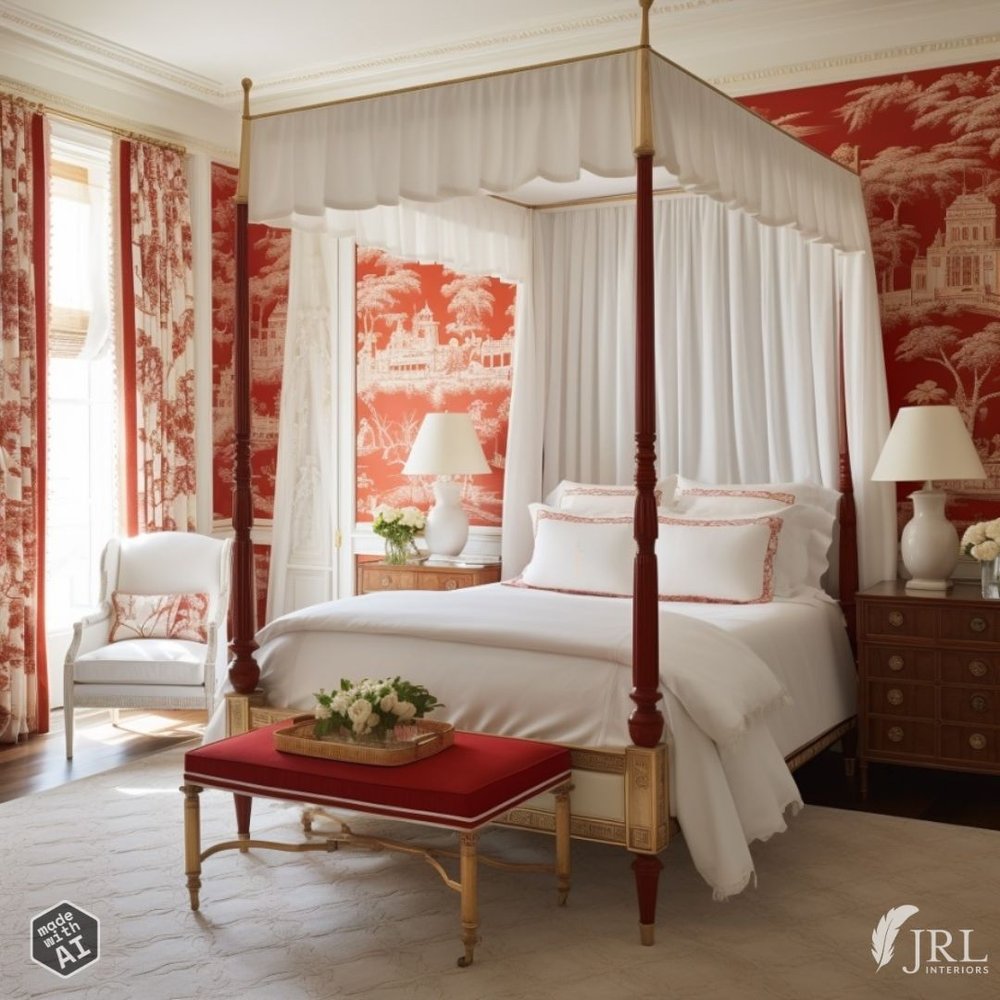 AI red toile bedroom