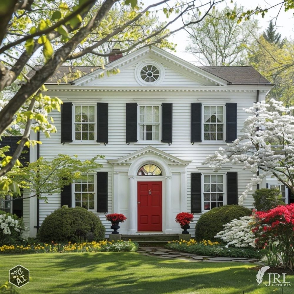 georgian colonial with red door