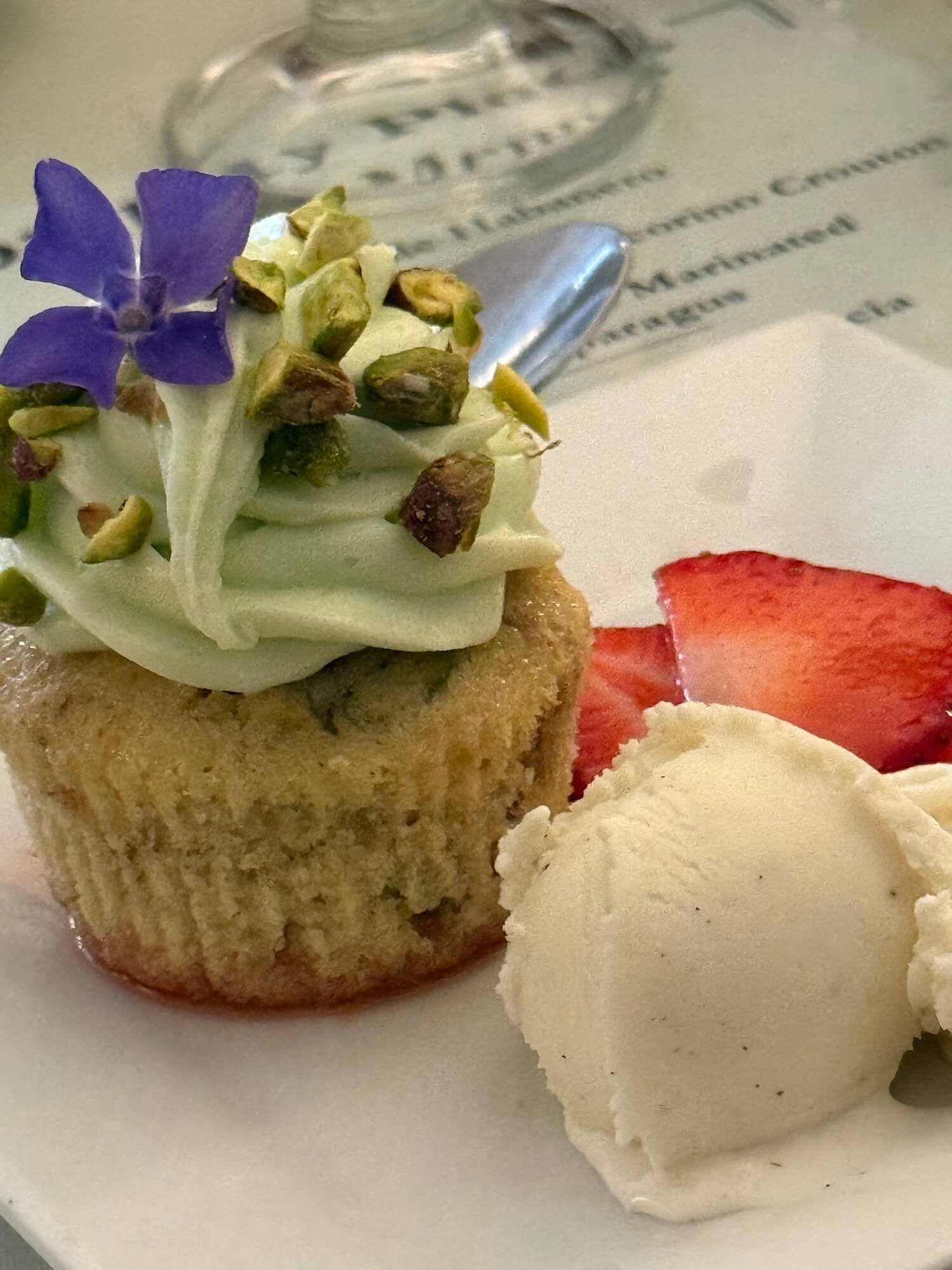 pistacchio cupcake with vanilla bean ice cream.jpeg