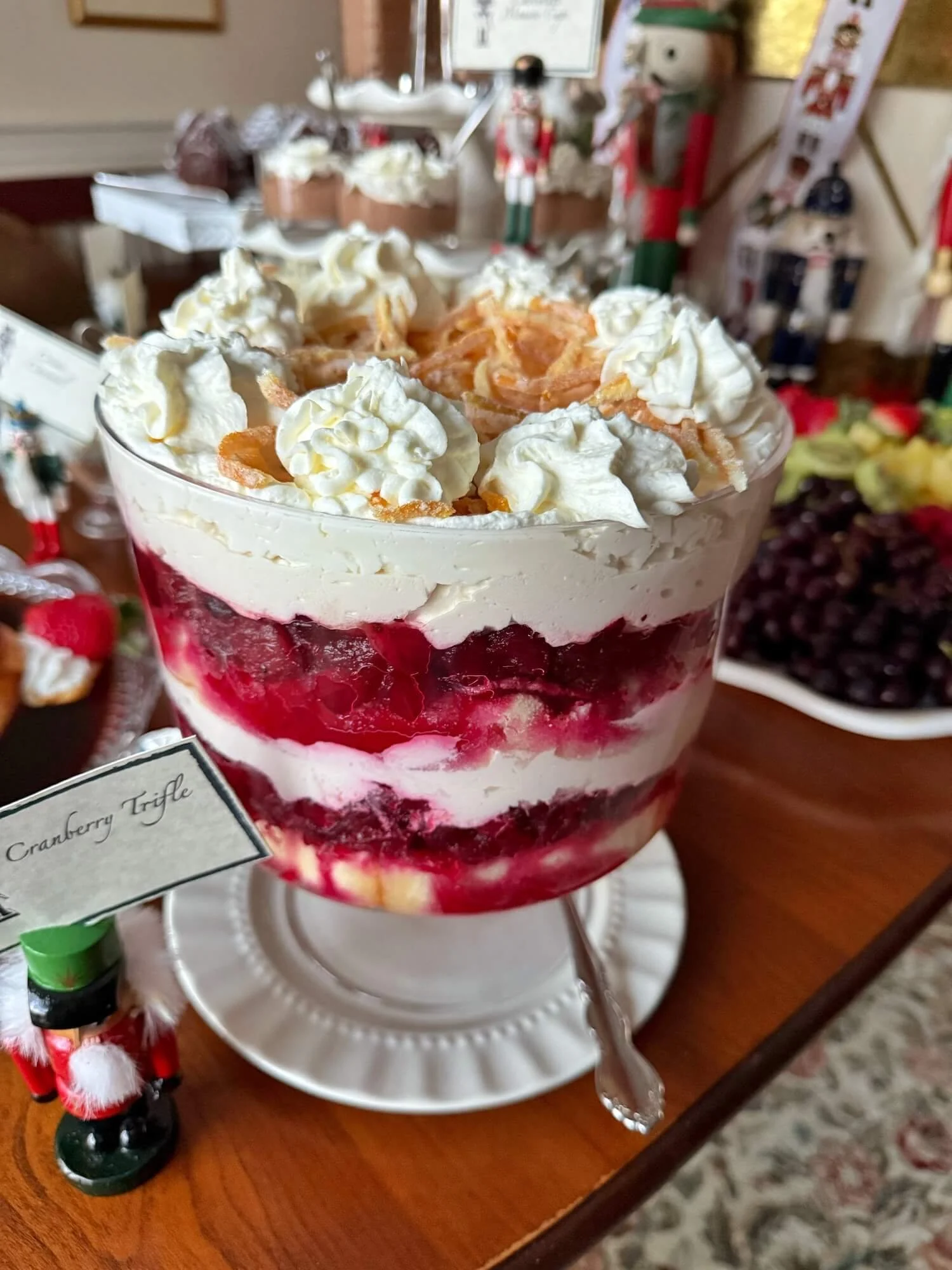 cranberry trifle with candied orange