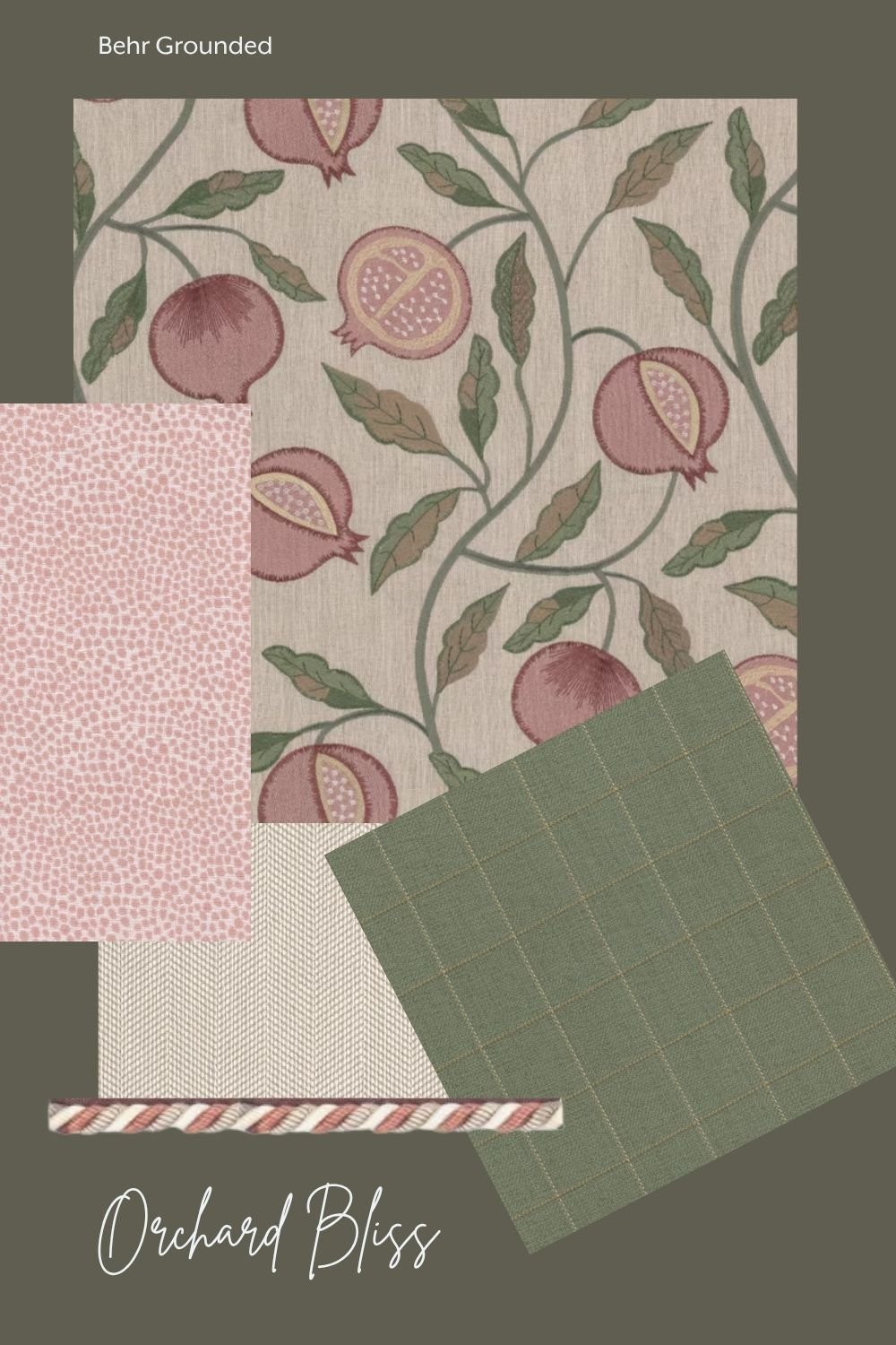 Orchard Bliss fabrics paired with Behr Grounded paint