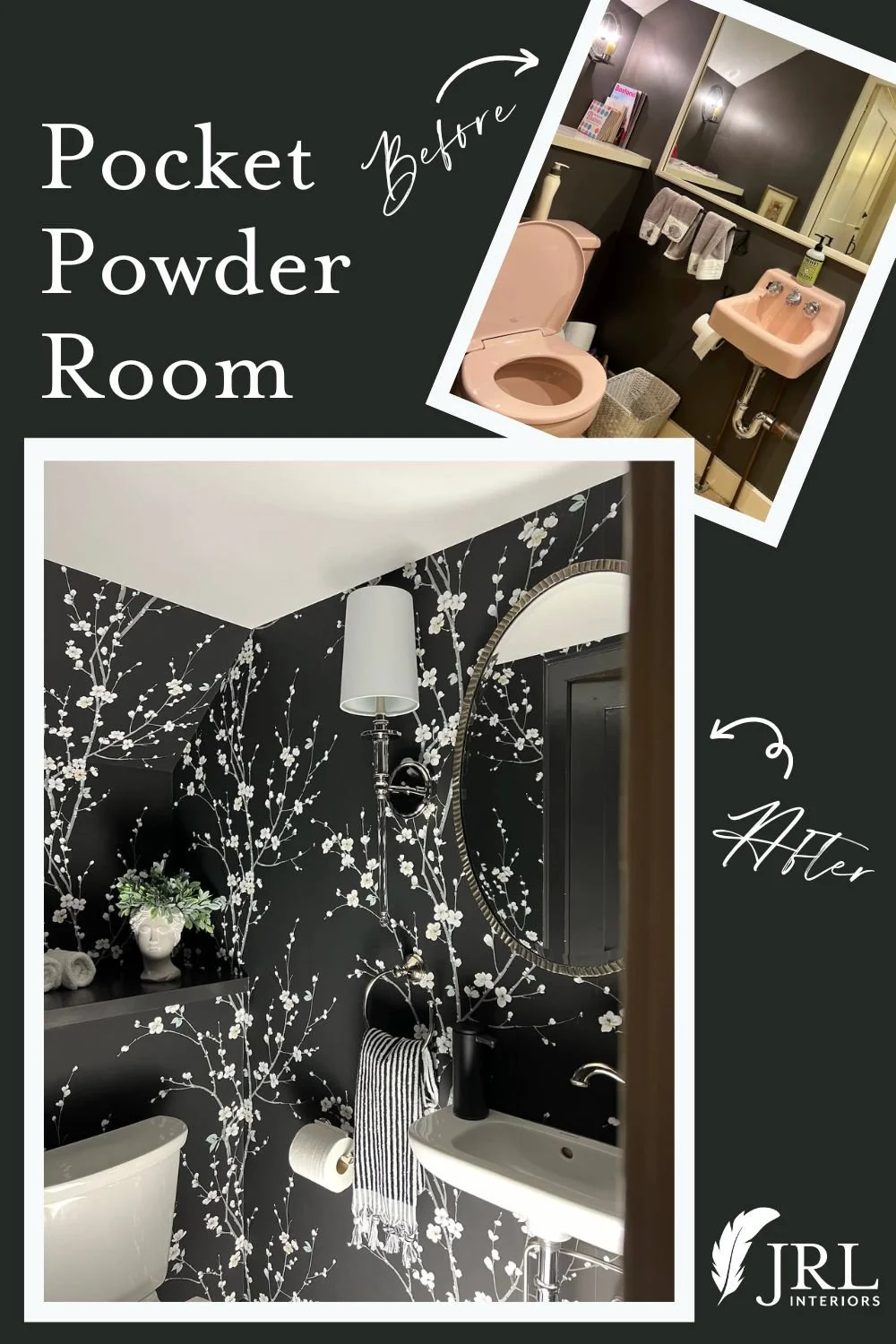 JRL Interiors — A Dramatic Pocket Powder Room Reveal