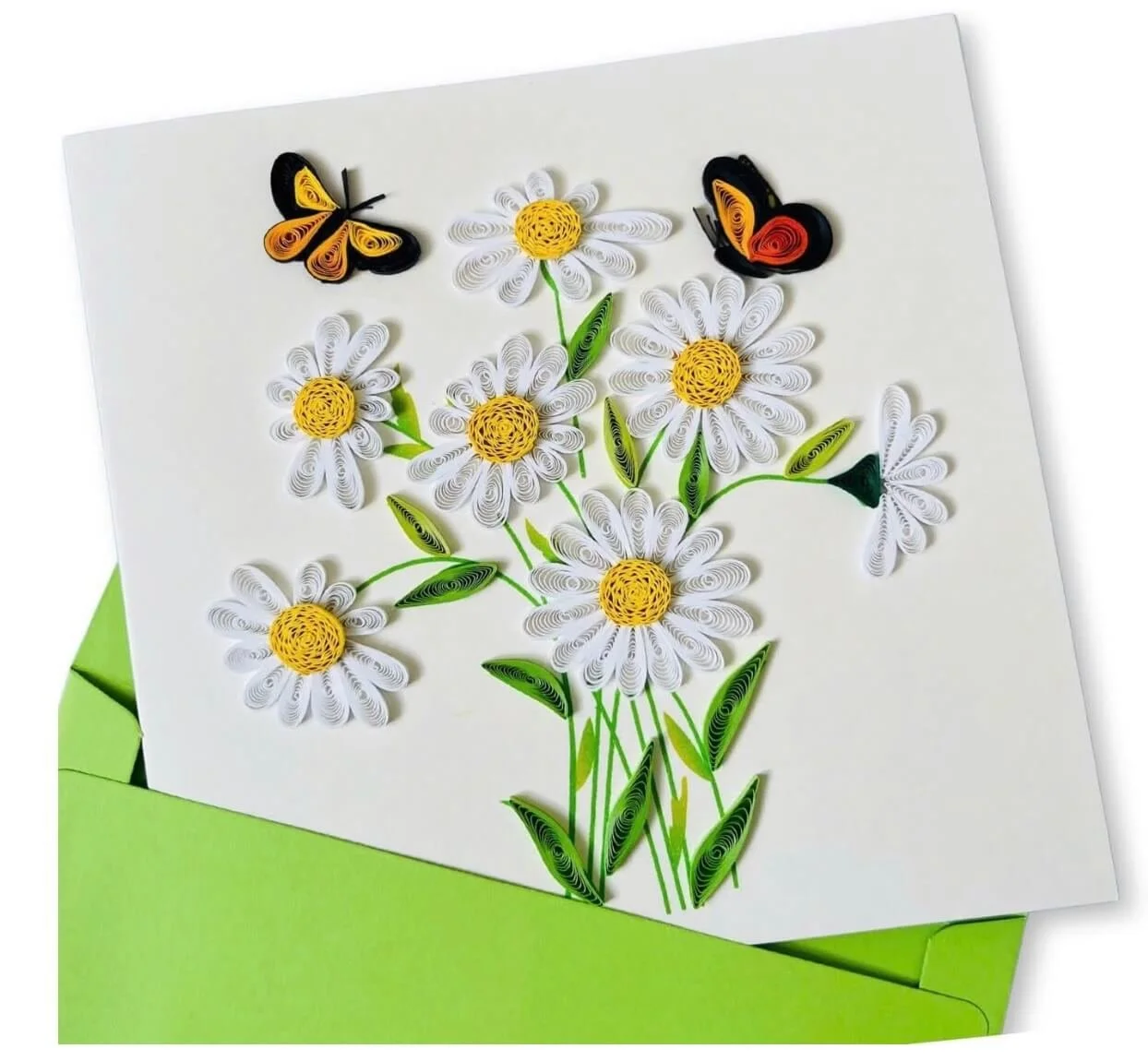 quilting card with flowers and butterflies