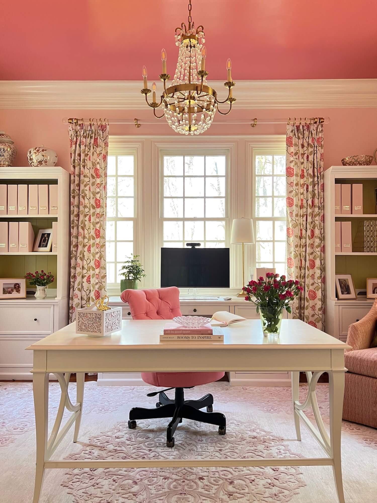 JRL Interiors — A chic and elegant pink home office