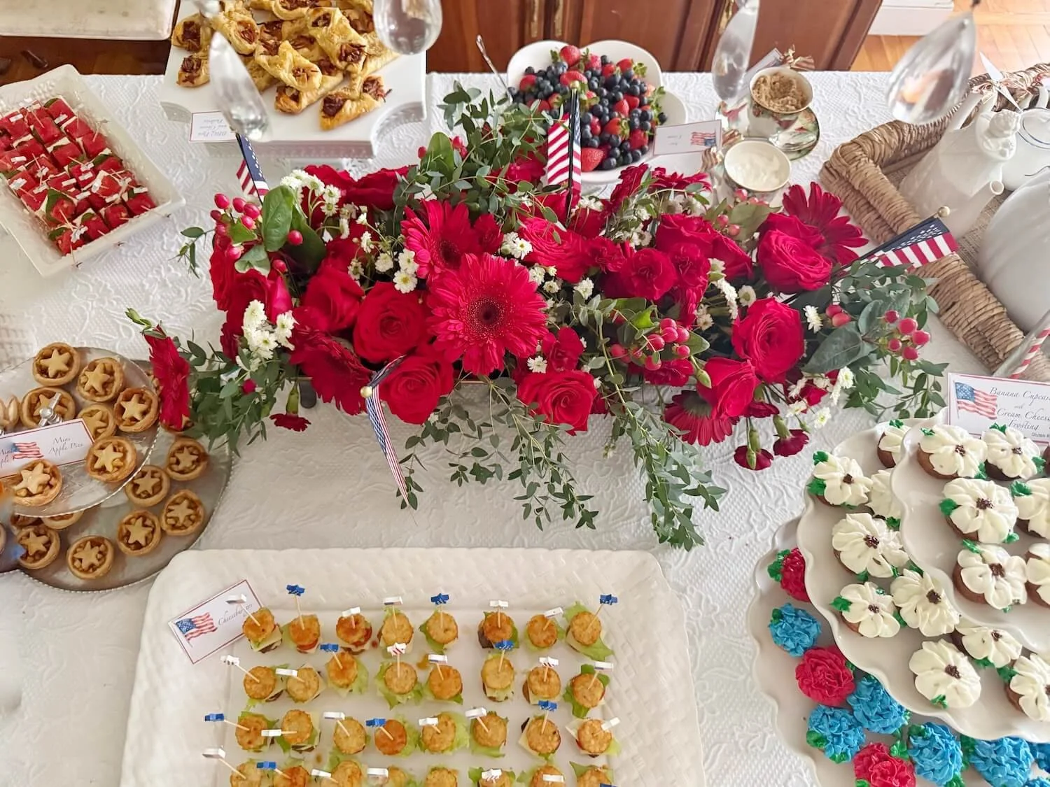 table set for a patriotic tea