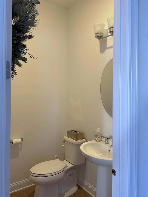 JRL Interiors — Project in progress: upgrading a bland builder powder room