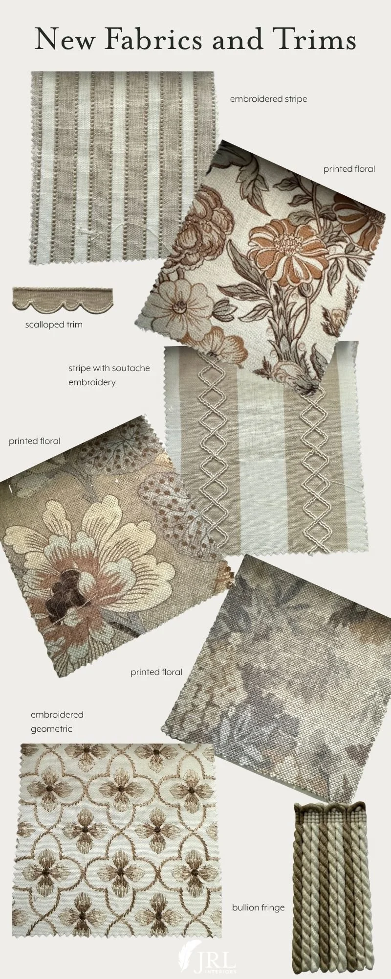 new fabrics and trims in neutral colors