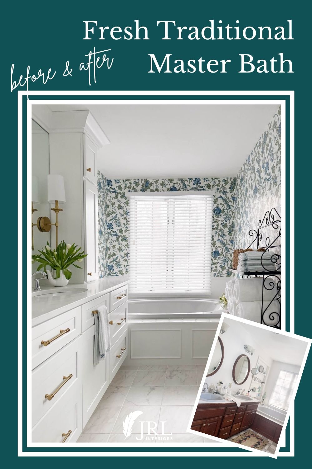 fresh traditional primary bath before and after