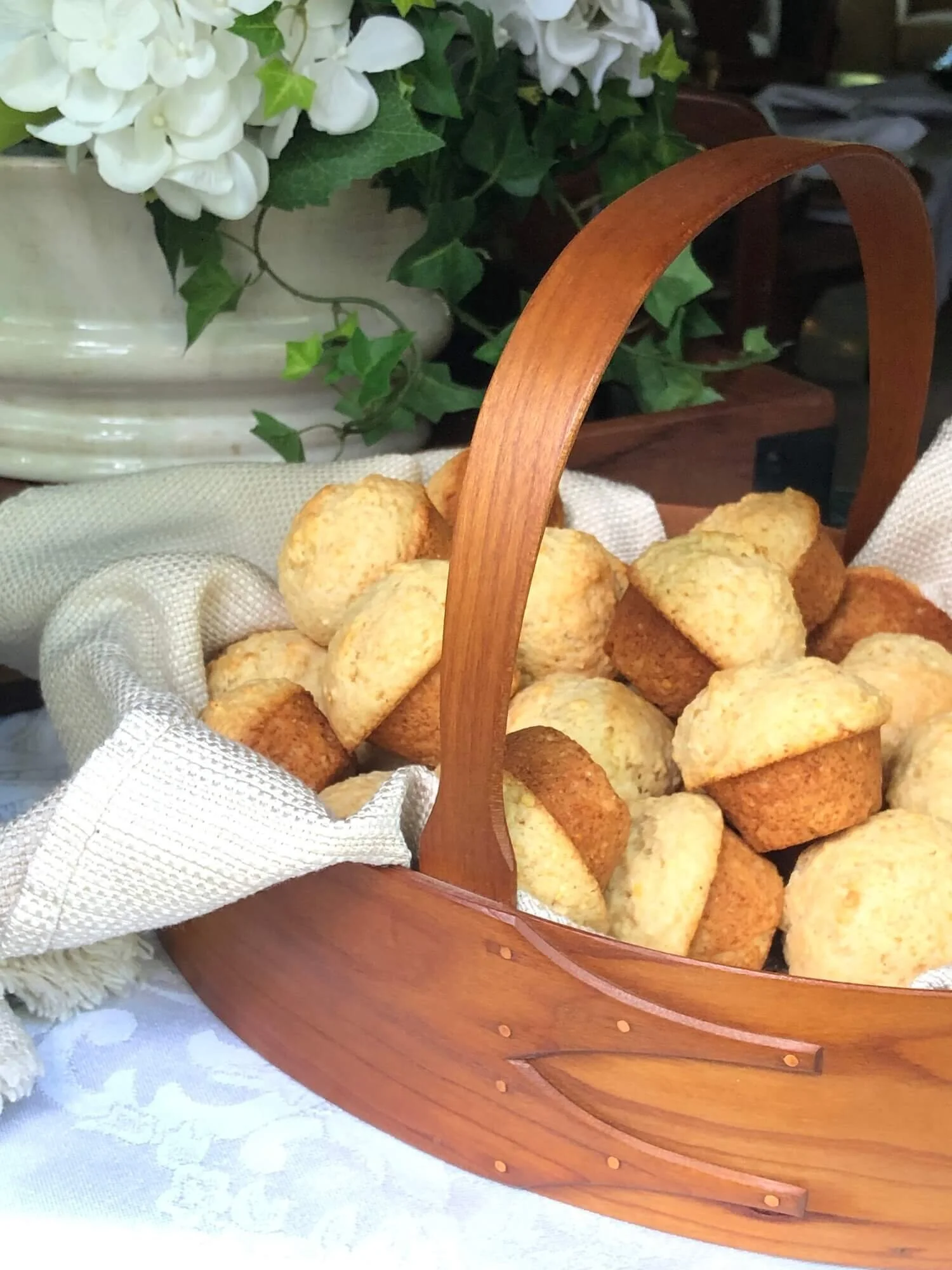 shaker basket of mini corn muffins