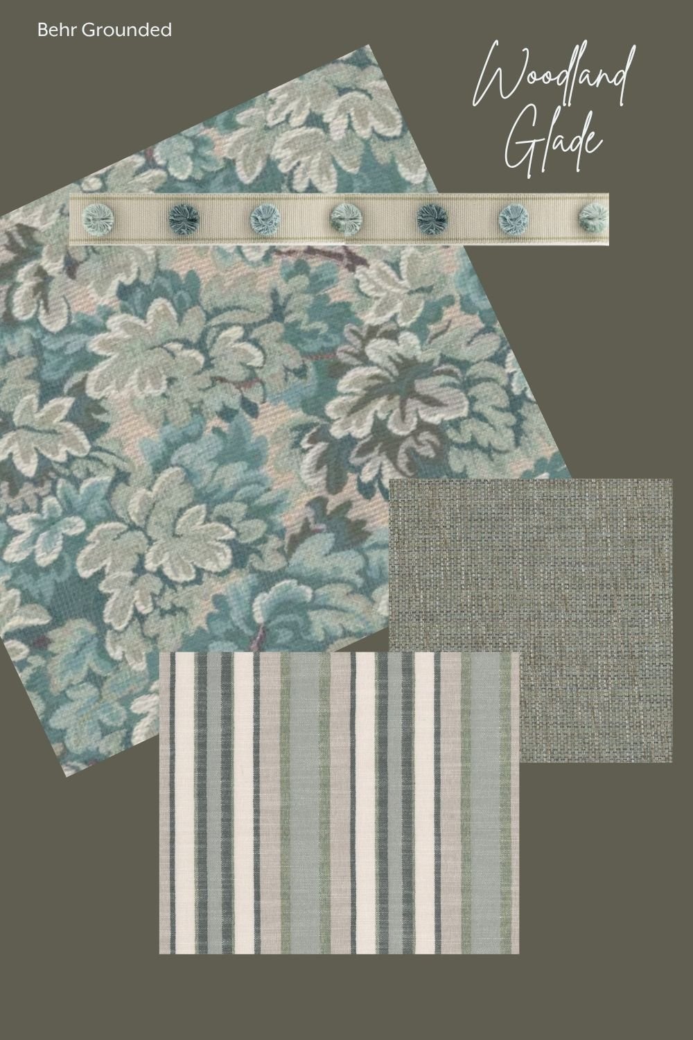 Woodland Glade fabrics with Behr Grounded