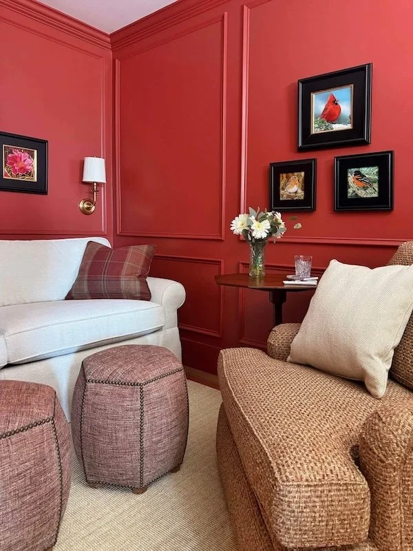 Boston brownstone red library
