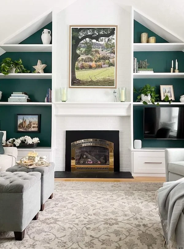 great room fireplace with added millwork