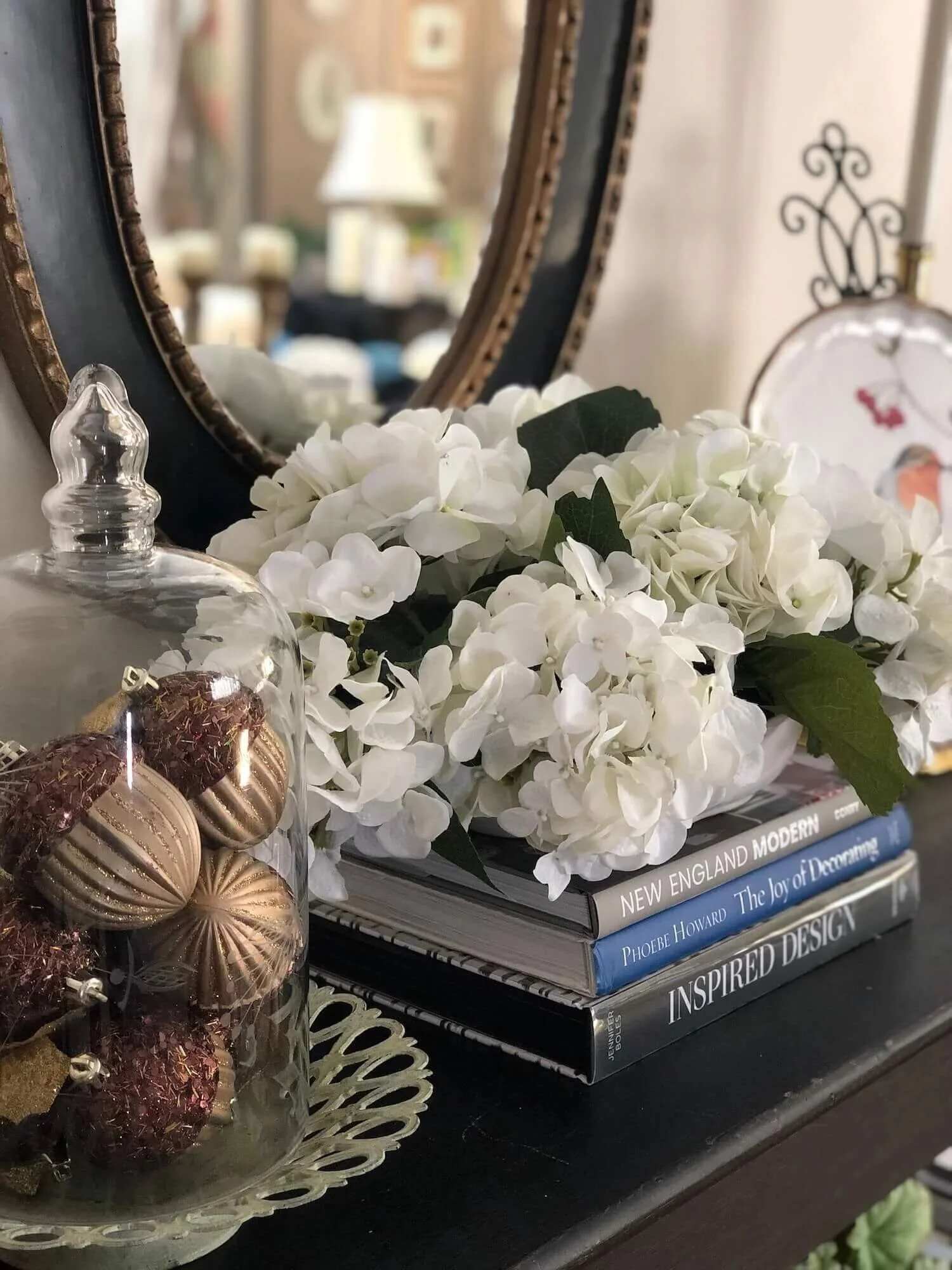 console table with books
