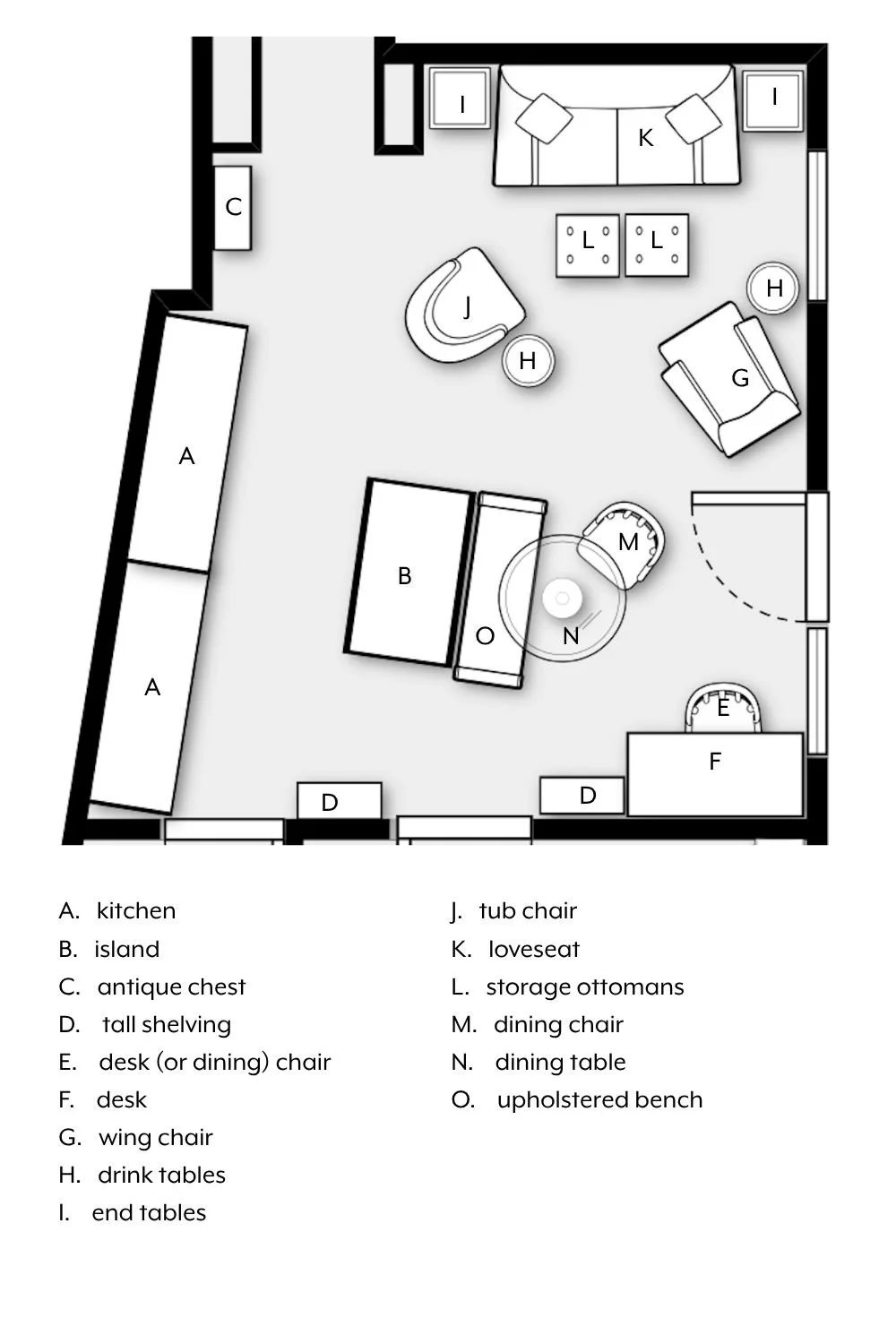 small apartment great room floor plan A