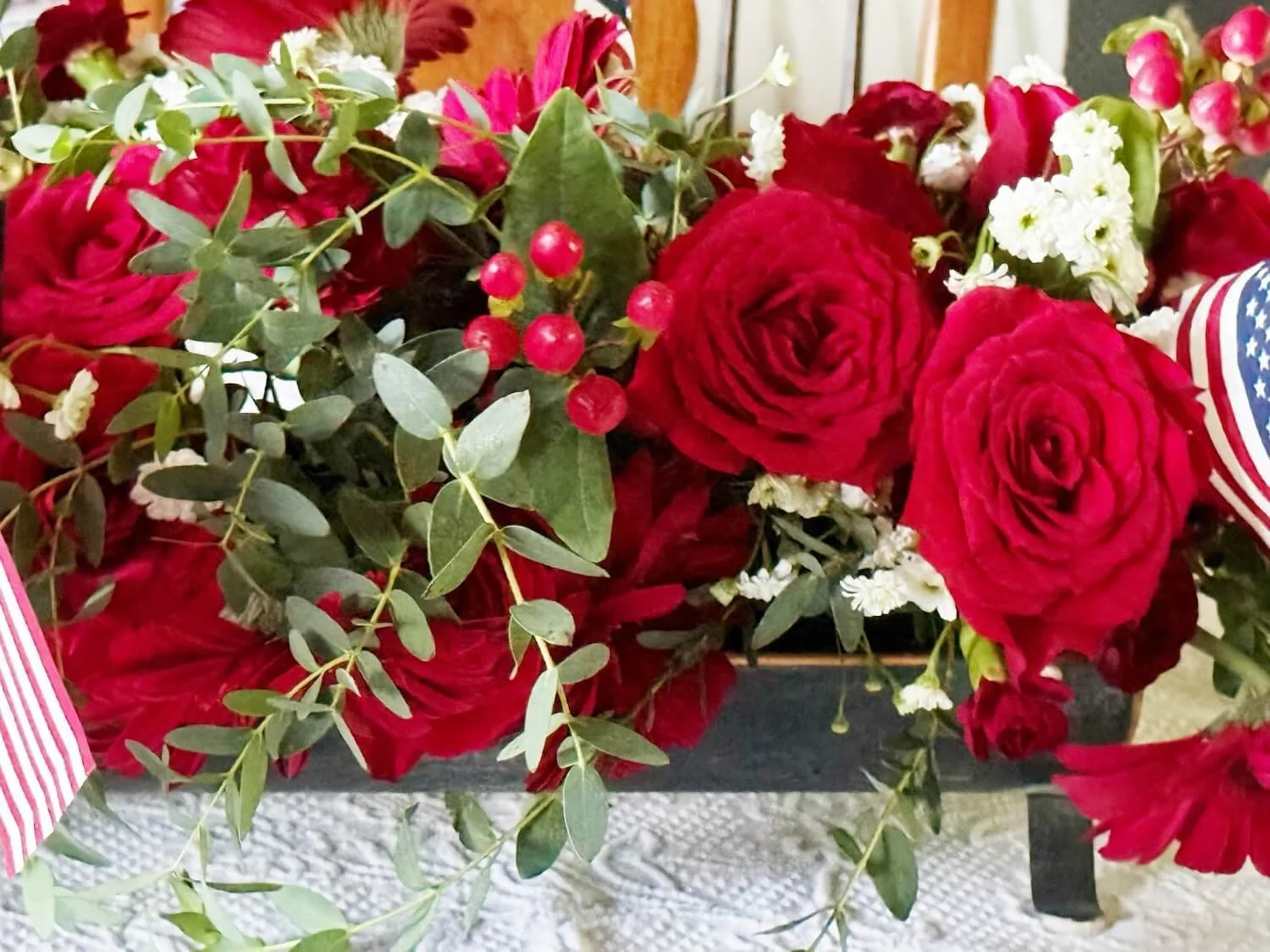 red floral centerpiece