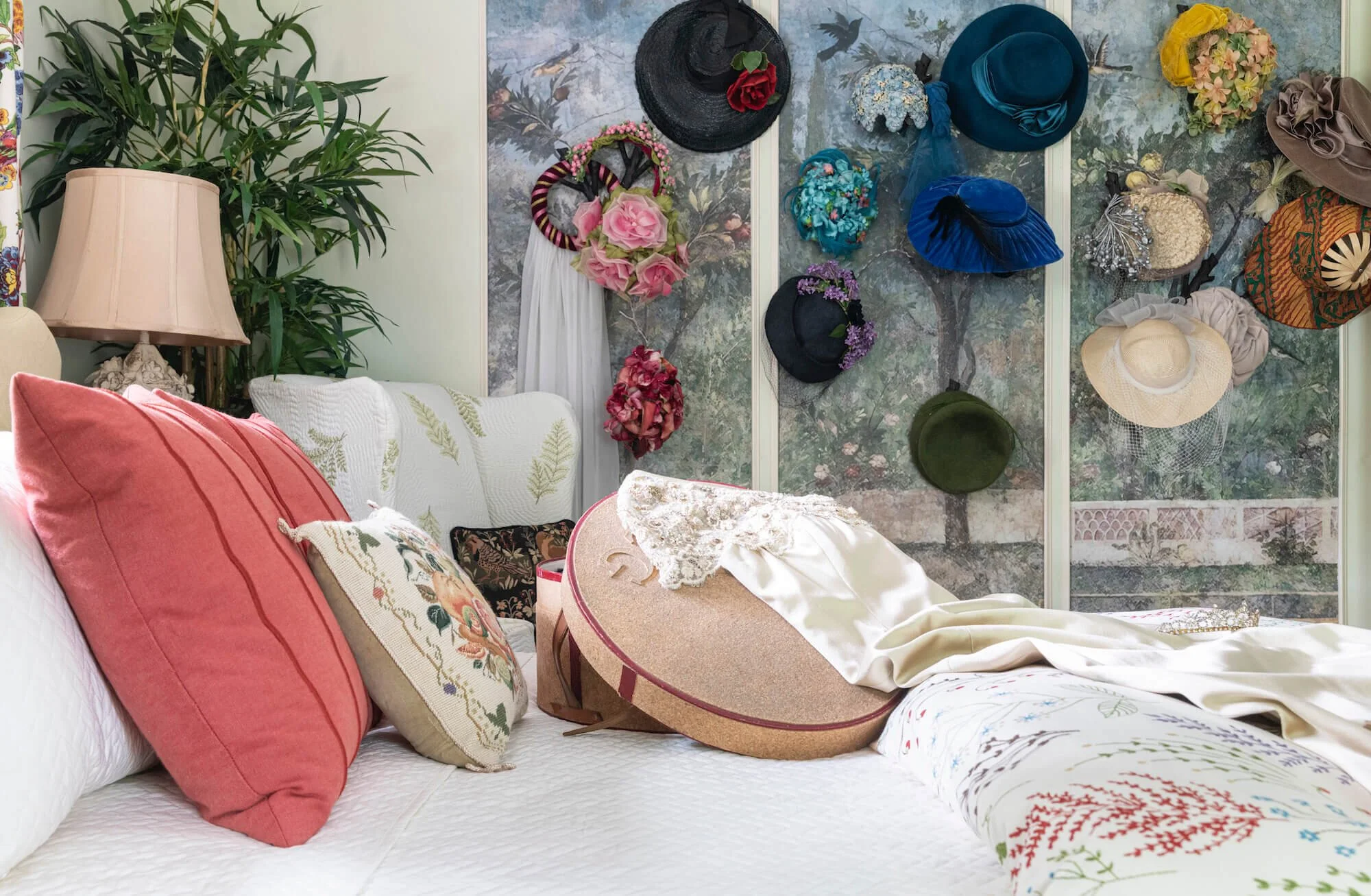 vintage hat feature wall