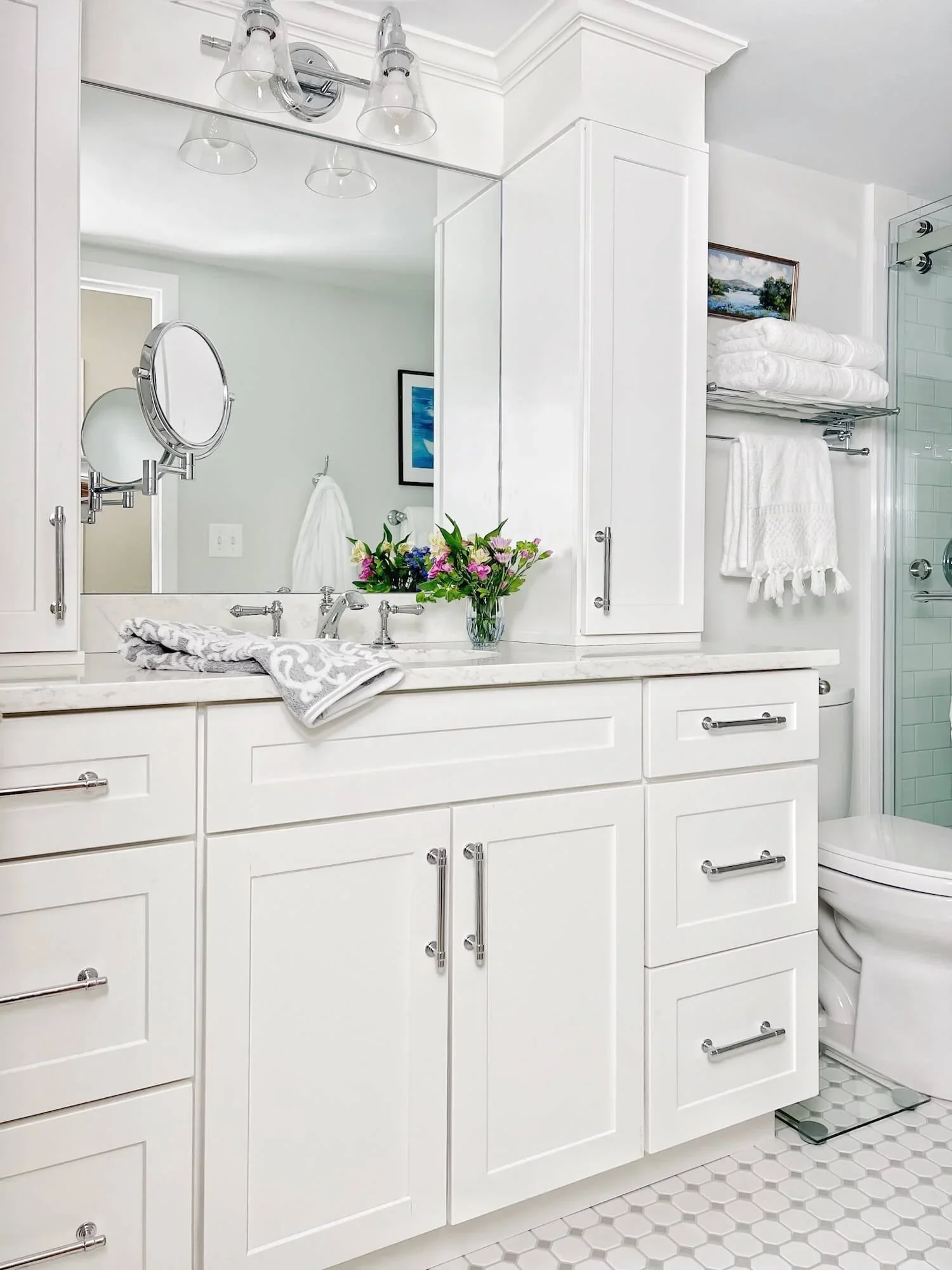 classic white bathroom cabinetry