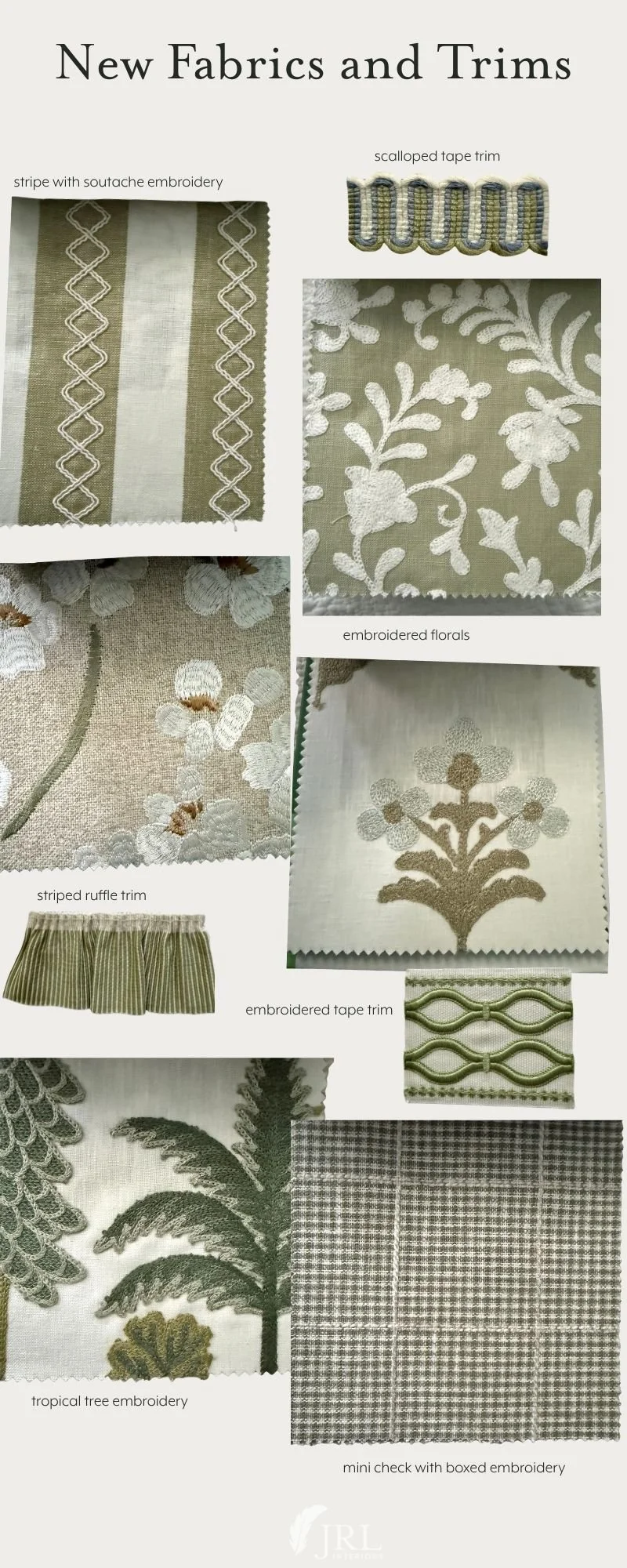 new green fabrics and trims