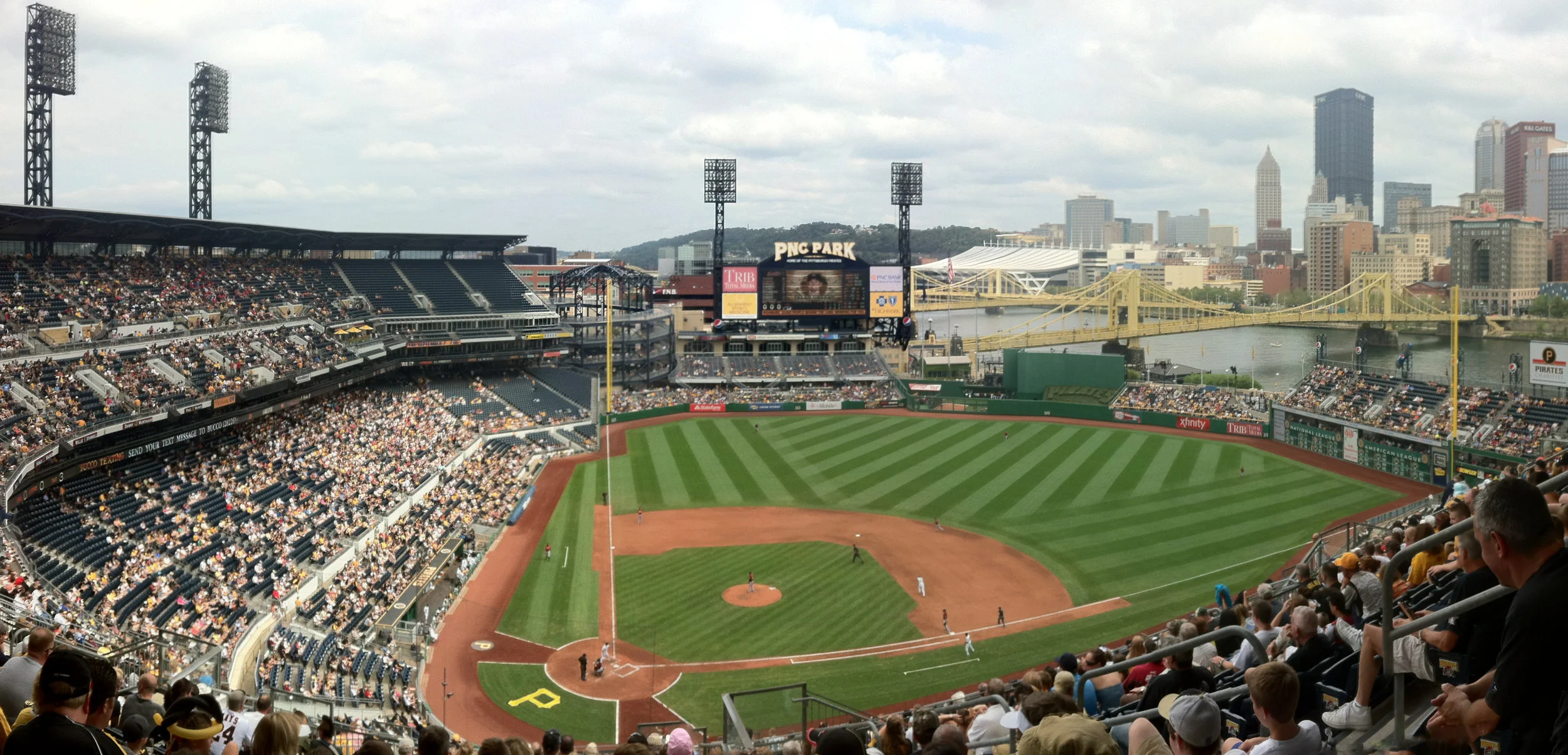 PNC Park (Pittsburgh) - The stadium has a great view of the Pittsburgh skyline, the river, and its bridges. 
