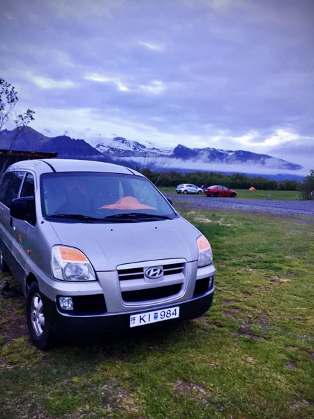 Our camper van with a view of the glaciers!