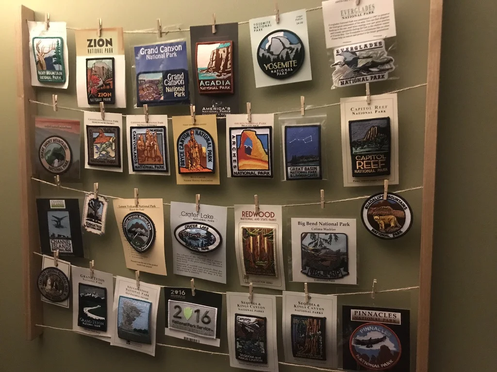 Some of the national park patches we’ve accumulated, in order of the visit. 