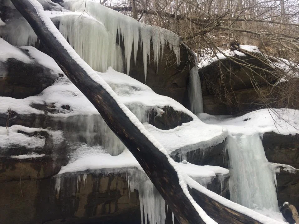 Water takes a frozen pause on its journey downward. On a sunny day, it’s a treat for the senses as you hear the music made from thawing drops. 