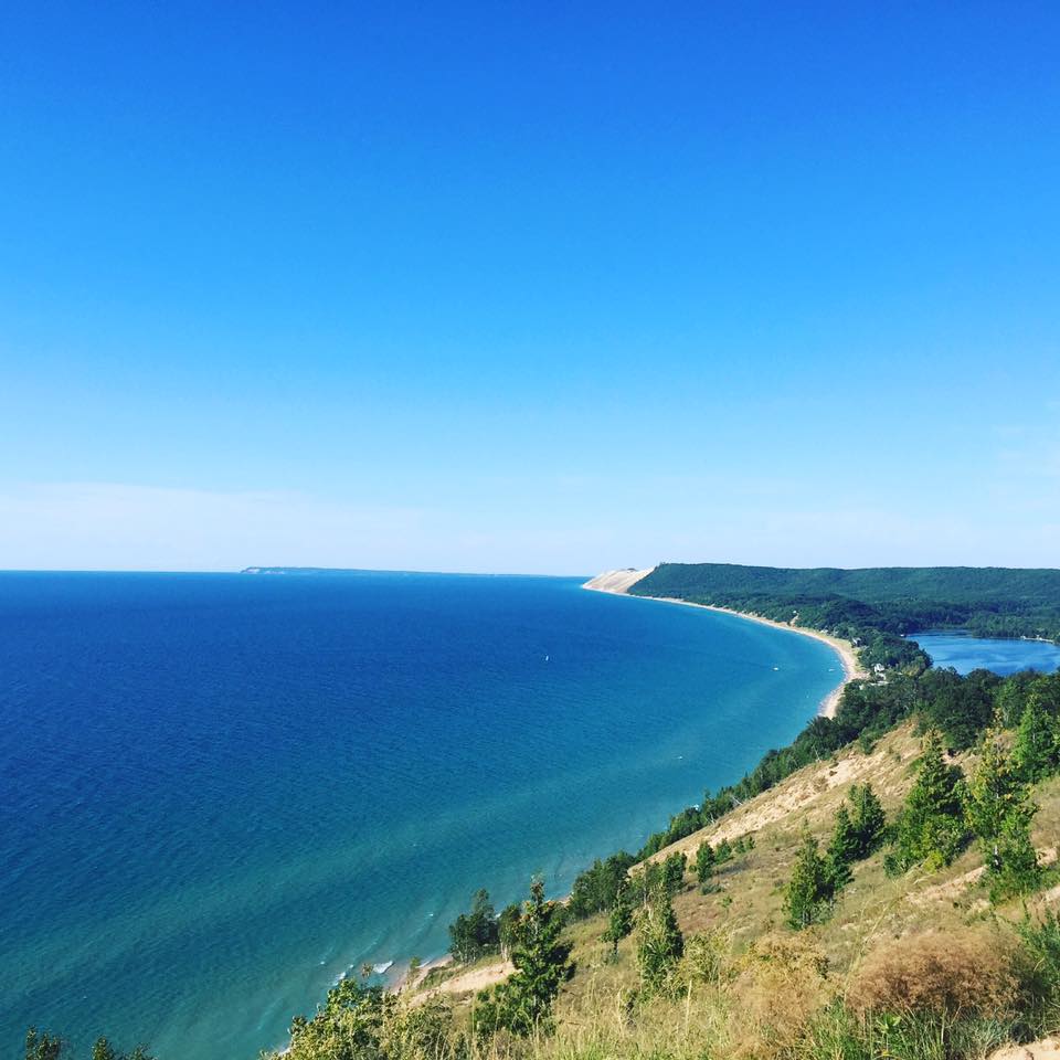 The view from a trail in Sleeping Bear Dunes