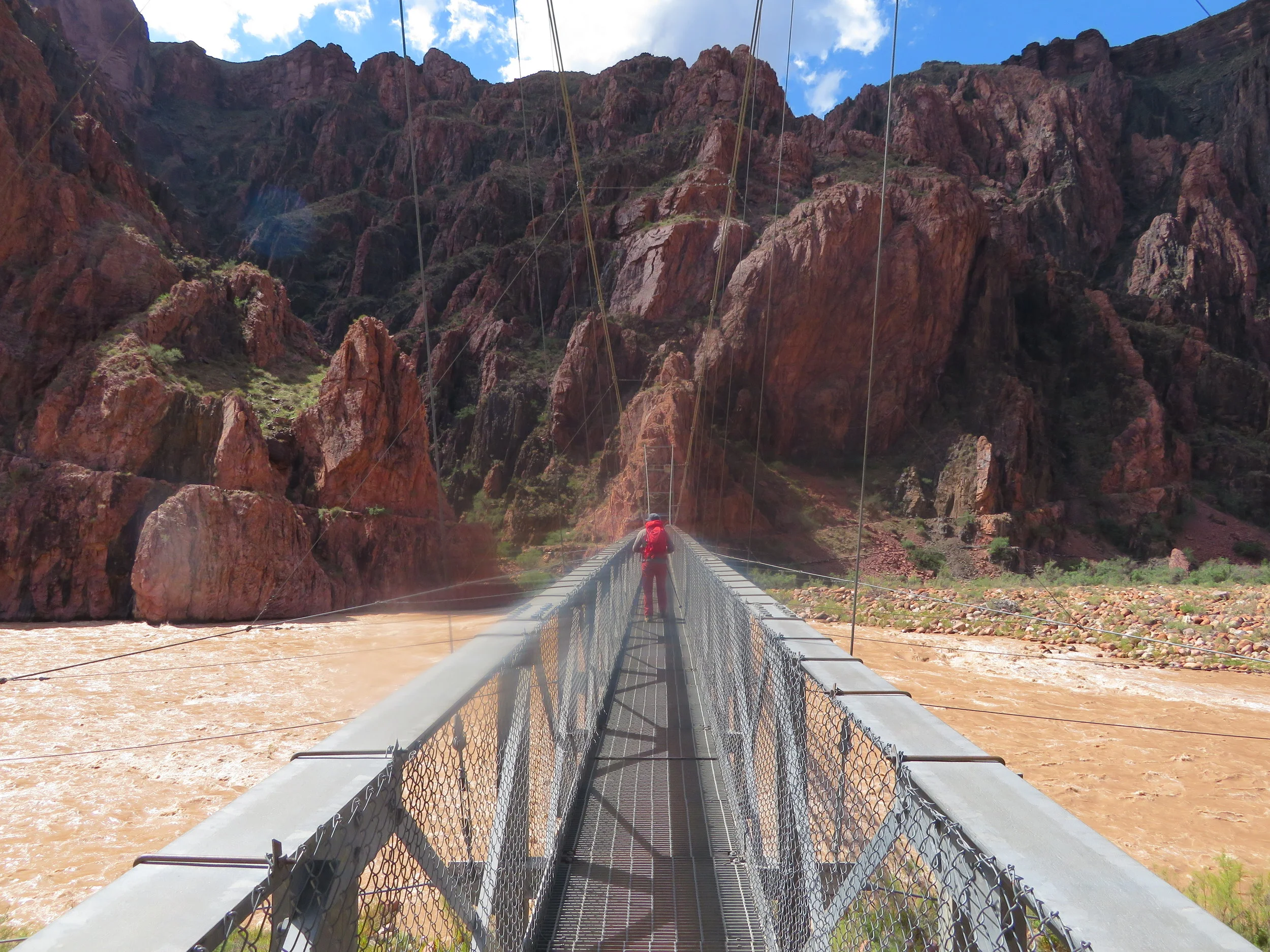 The suspension bridge connecting the North and South Rims of the Grand Canyon.