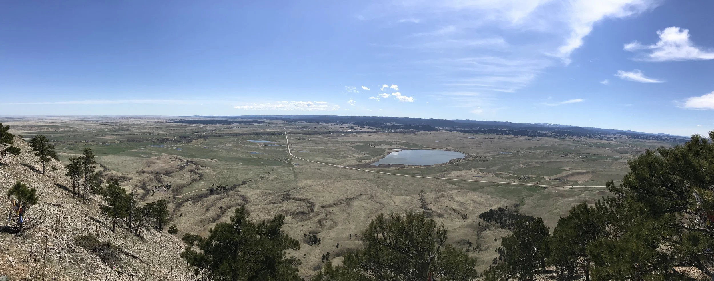 The view outward across South Dakota from the summit of Bear Butte Mountain.