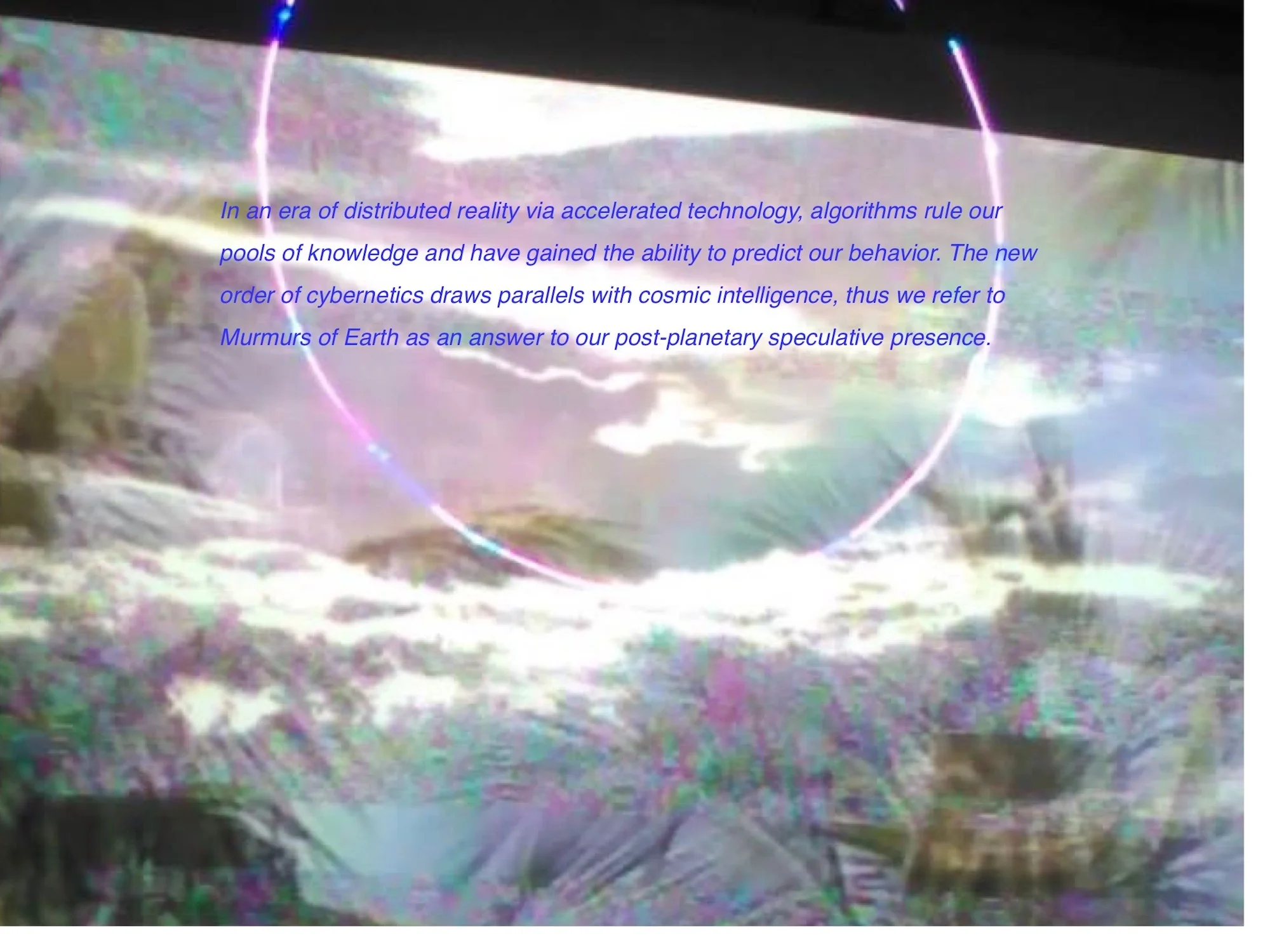 EP Presents: Murmurs, a conceptual party based on Voyager I and II spacecrafts. Projections, lasers, and music designed in collaboration with artists Marija Bozinoska Jones and Andrew Sunderland; December 14, 2014, at Goldsmiths, University of London.