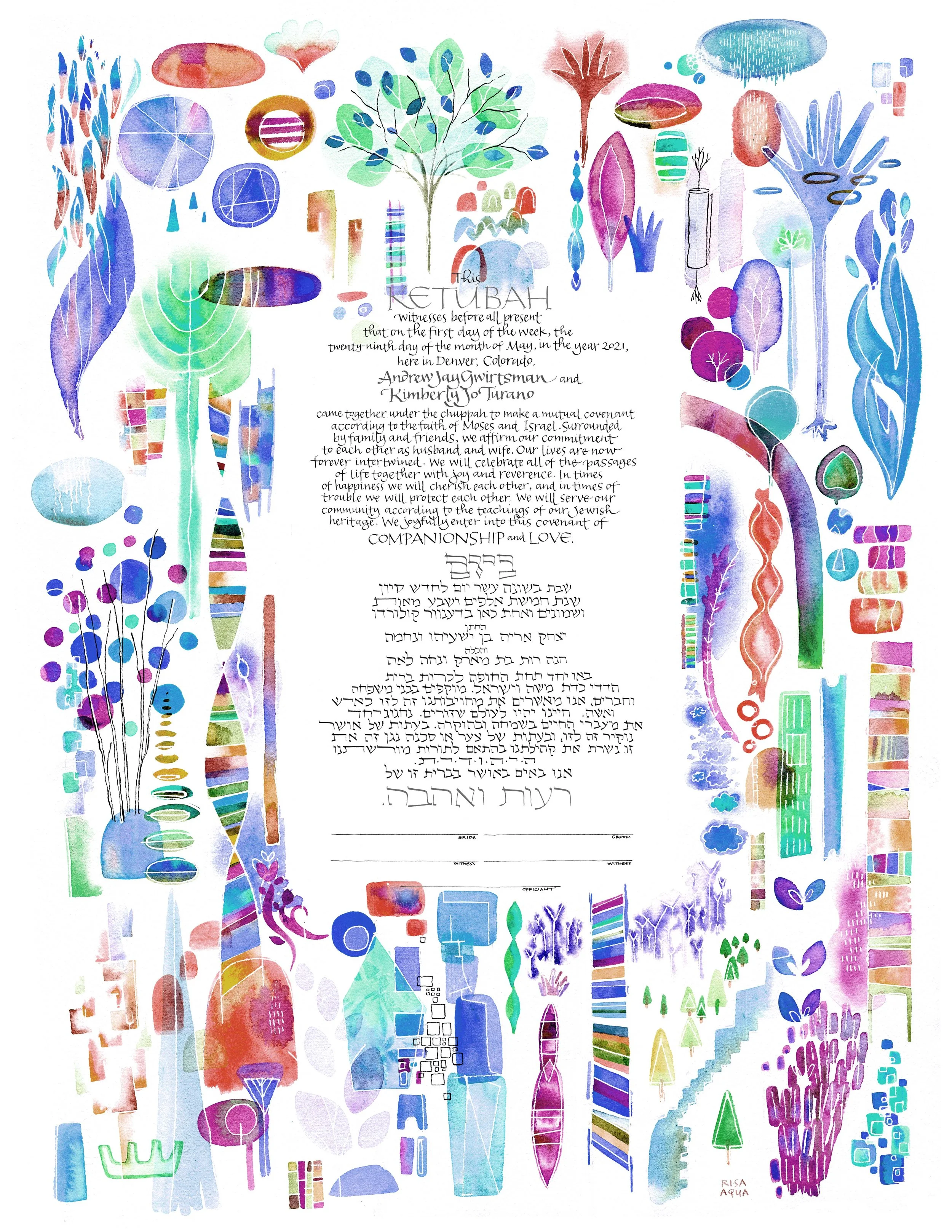 Colorful Ketubah Prints by Risa Aqua — Risa Aqua Studio