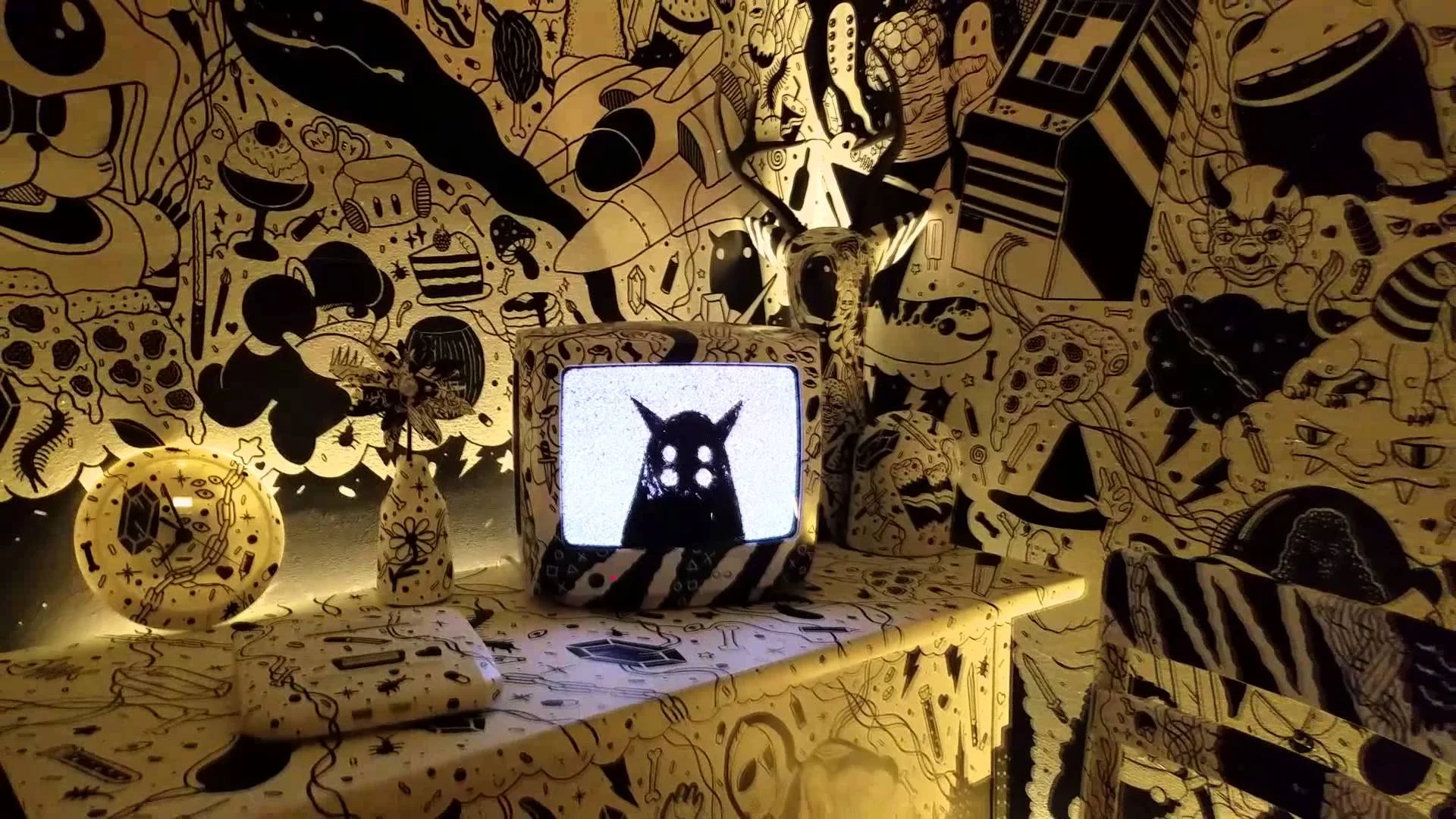 A small example of video in Meow Wolf: House of Eternal Return