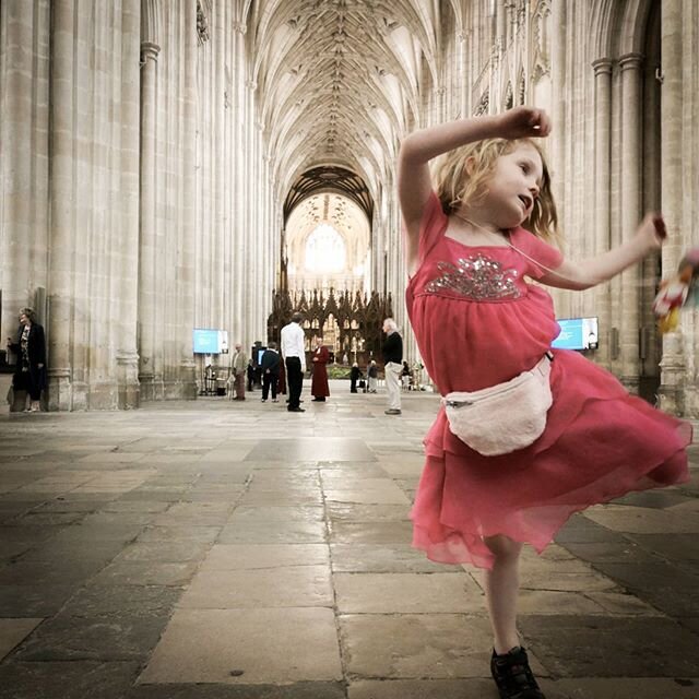 Not sure the last time I took an indoor photo at a place other than home.

@winchestercathedral is now open for prayer and reflection.
So we practiced our Lord's Prayer, said hello to Jane Austen and had a little dance.