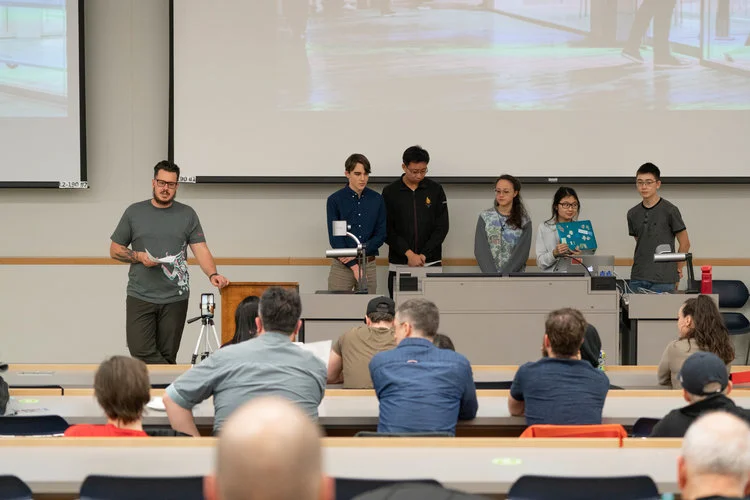 Students from Harry Ainley High School and Old Scona Academy present their habit tracking app at DemoCamp 43.