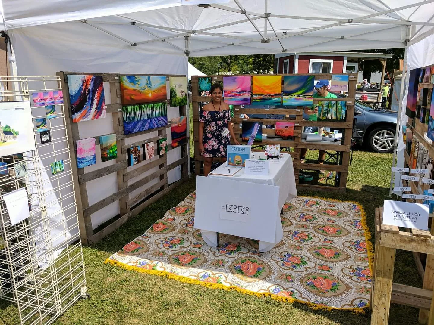 Set up at first ever art festival - Art in the Park - Elkader, Iowa