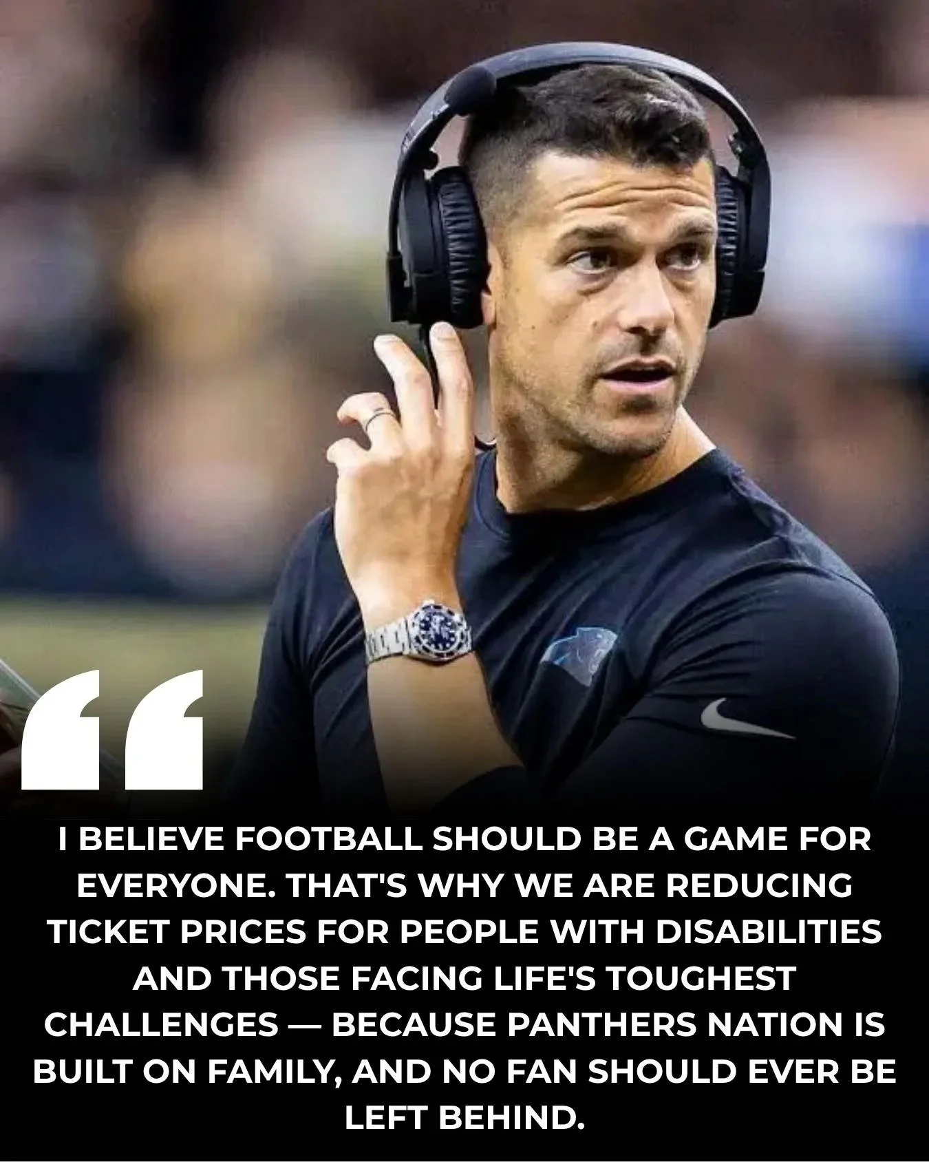 Carolina Panthers Head Coach Dave Canales Announces Ticket Price Reductions for Disabled Fans and Families Facing Hardship.
Read the article. Tap the link in our bio and tap the "Carolina Panthers Announce Ticket Price Reductions for Disabled Fa