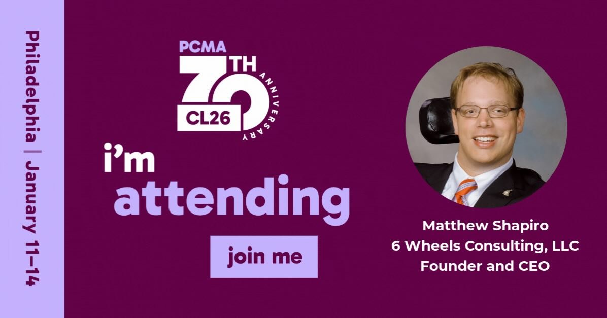 We&rsquo;ll be facilitating a panel discussion on accessibility at PCMA&rsquo;s Convening Leaders 70th Anniversary Conference in Philadelphia, PA, January 11-14.
https://conveningleaders.org/
#ConveningLeaders #AccessibilityMatters #InclusiveEvents #