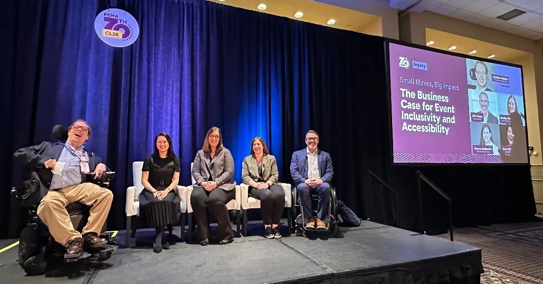 I had a super time yesterday moderating a panel of experts during PCMA's 2026 Convening Leaders Conference with a big assist from @disabilitytalks. PCMA hosted specialists in event planning, neurodivergence, mobility accessibility, and travel and tra
