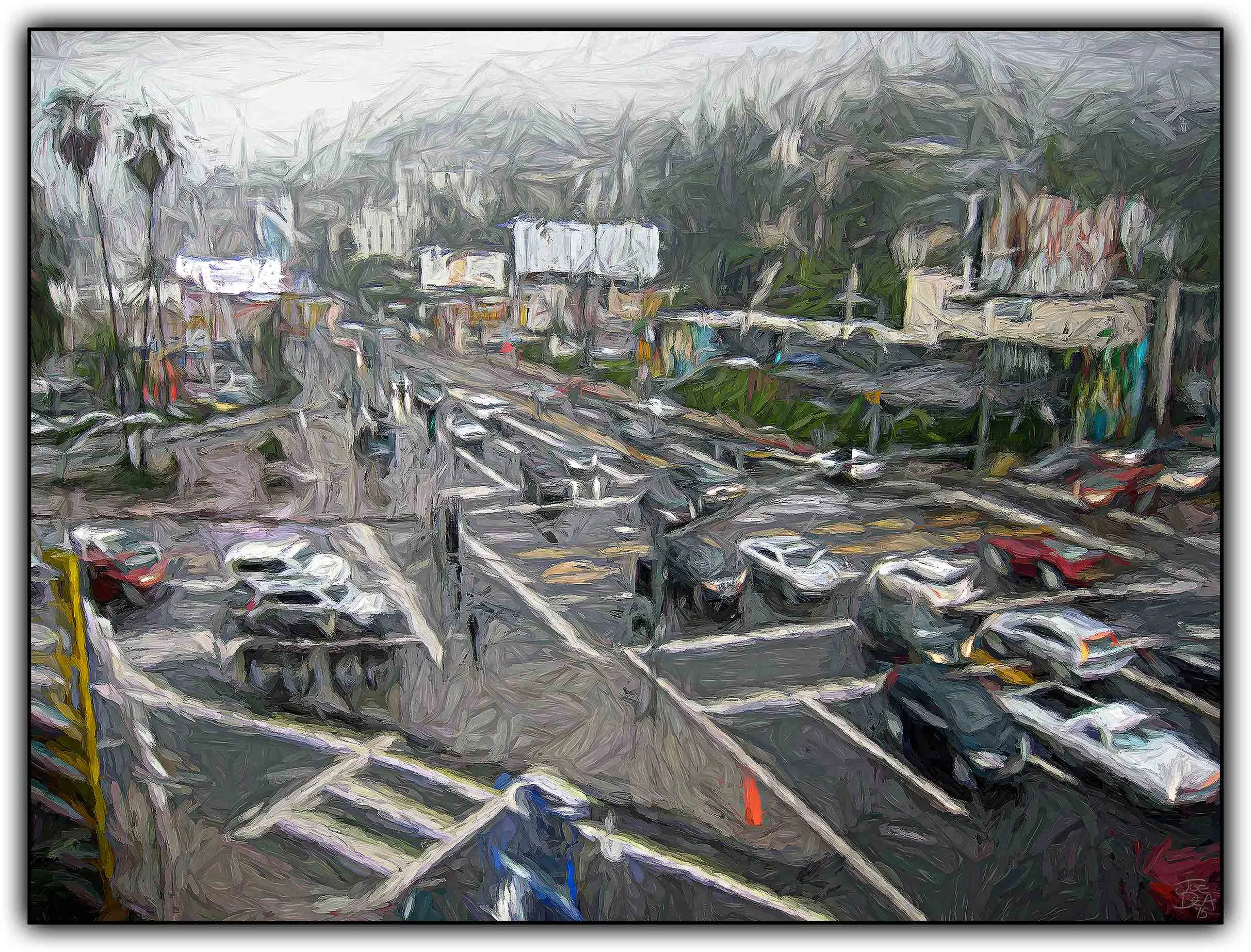 West Hollywood - Crescent Heights/Laurel Cyn at Sunset Blvd in Rain
